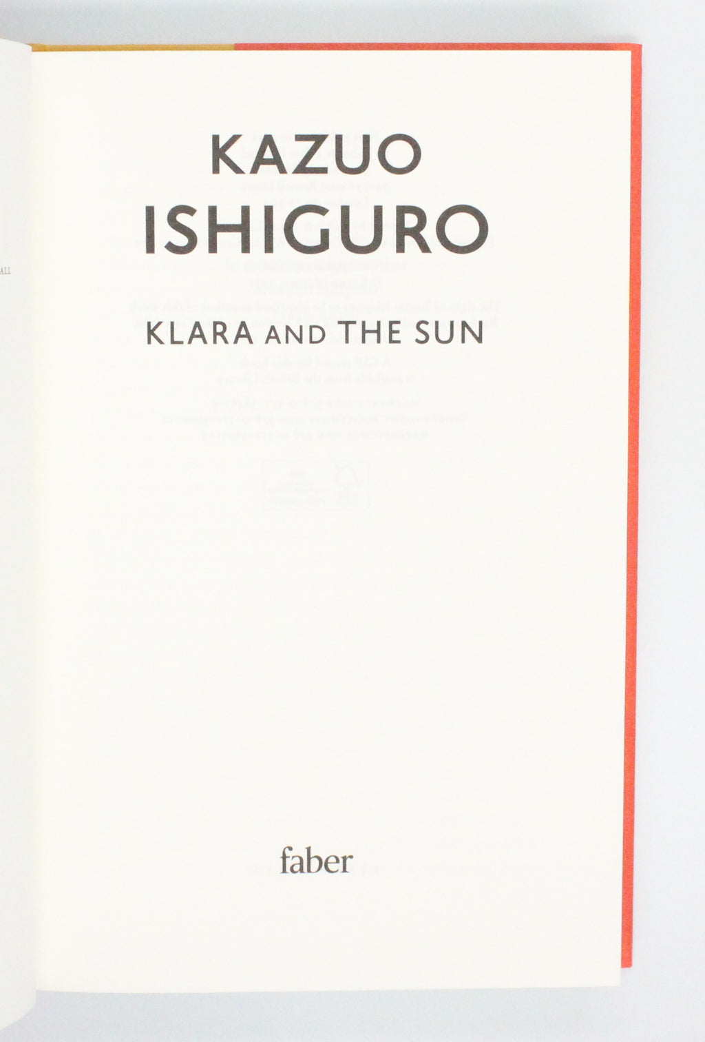 2021 Klara and The Sun by Kazuo Ishiguro