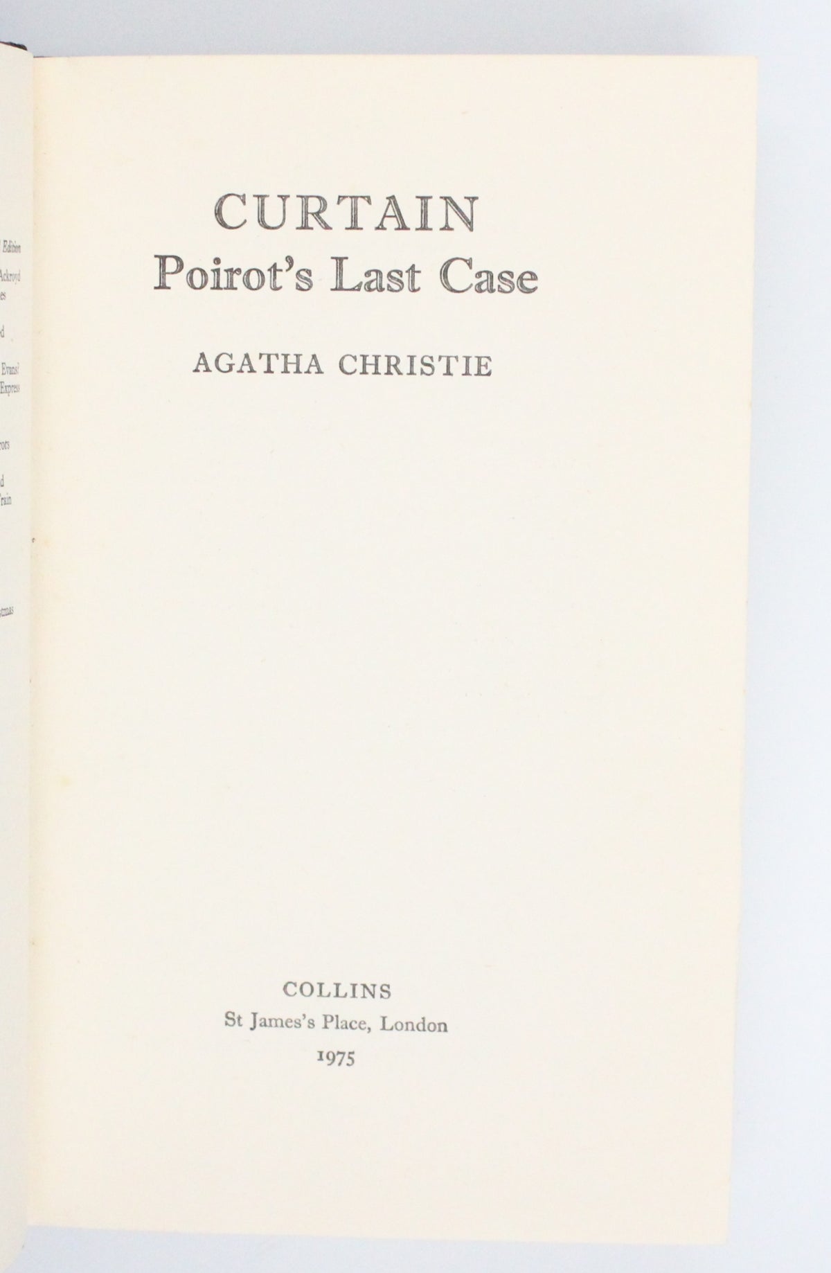 1975 Curtain: Poirot’s Last Case by Agatha Christie