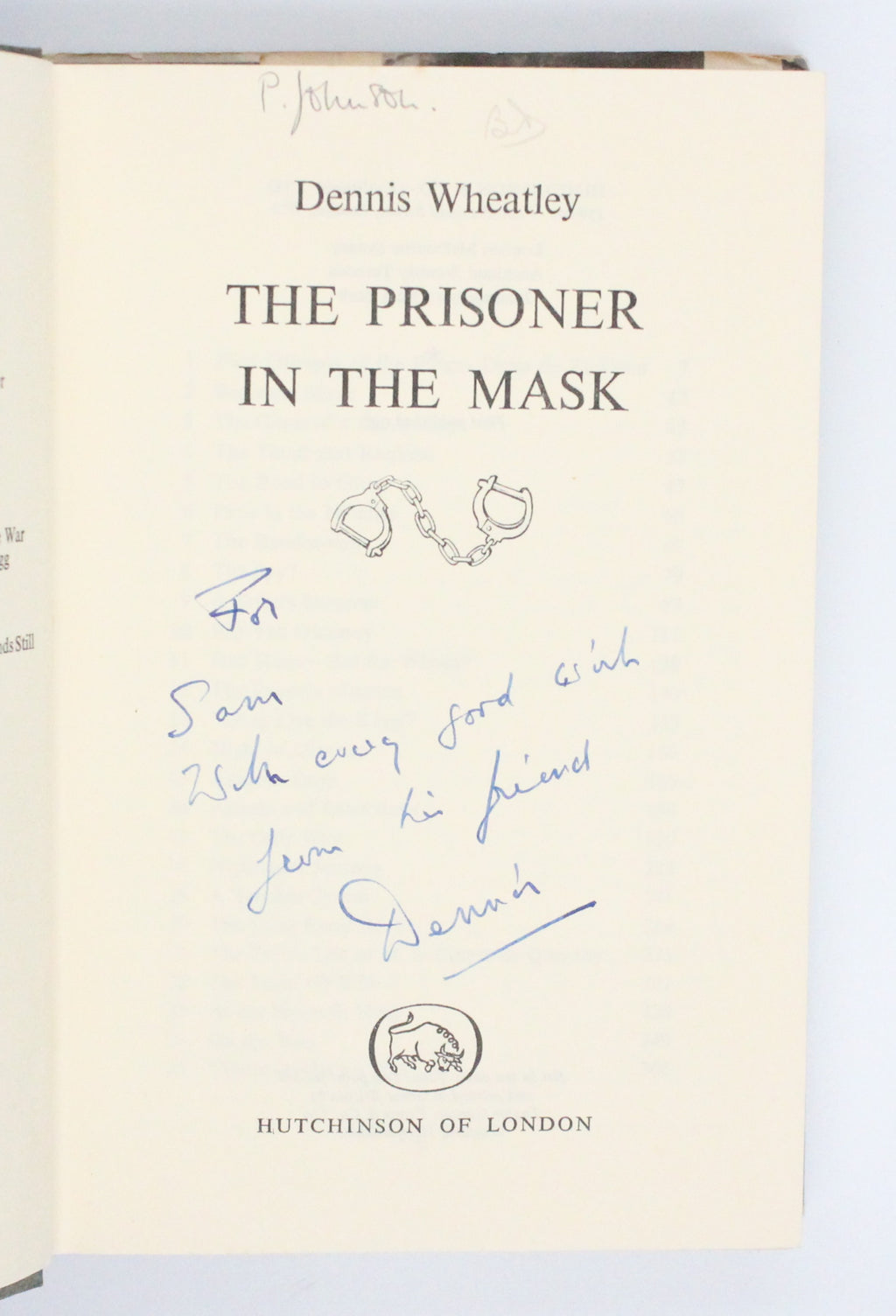1957 The Prisoner in the Mask by Dennis Wheatley