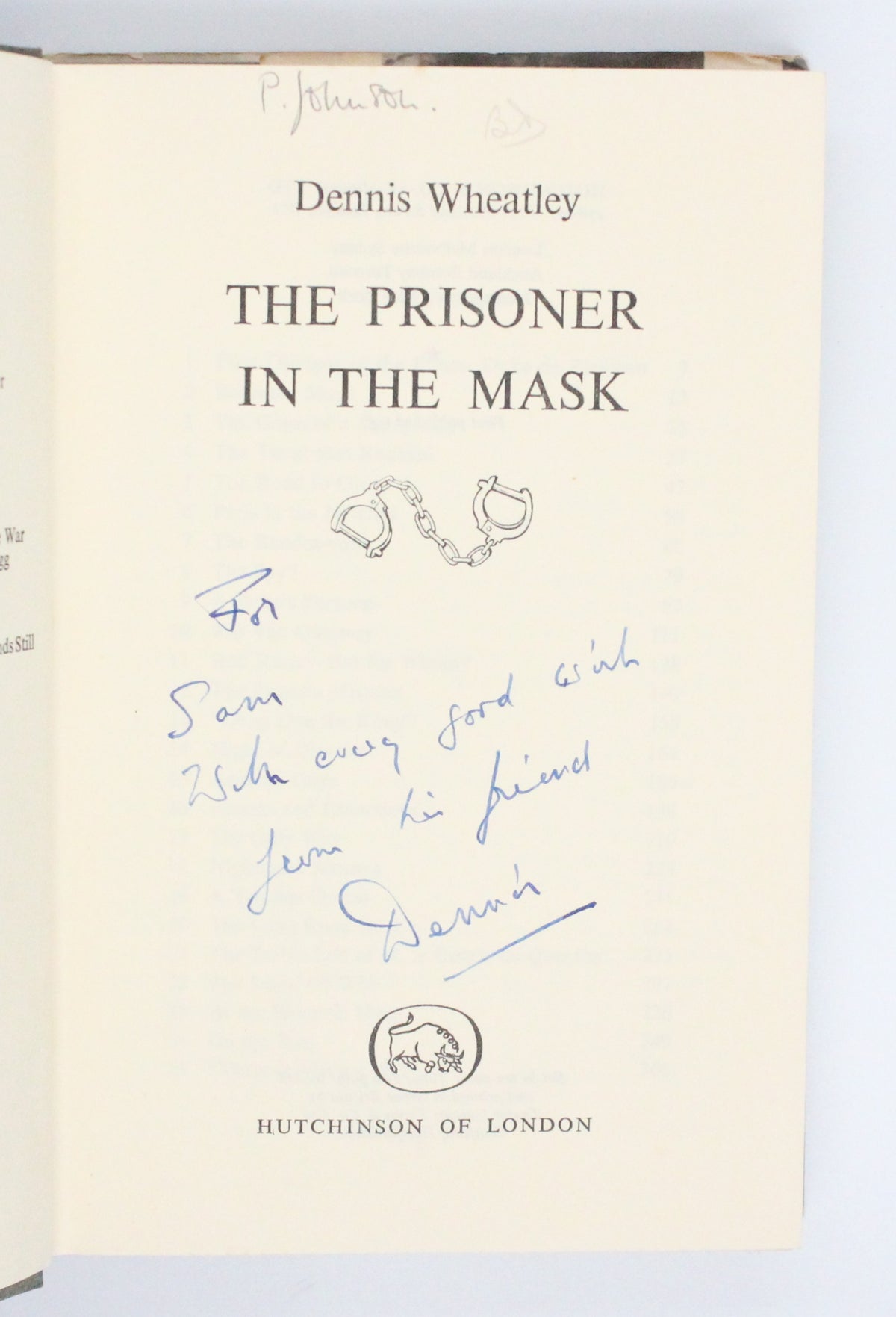 1957 The Prisoner in the Mask by Dennis Wheatley