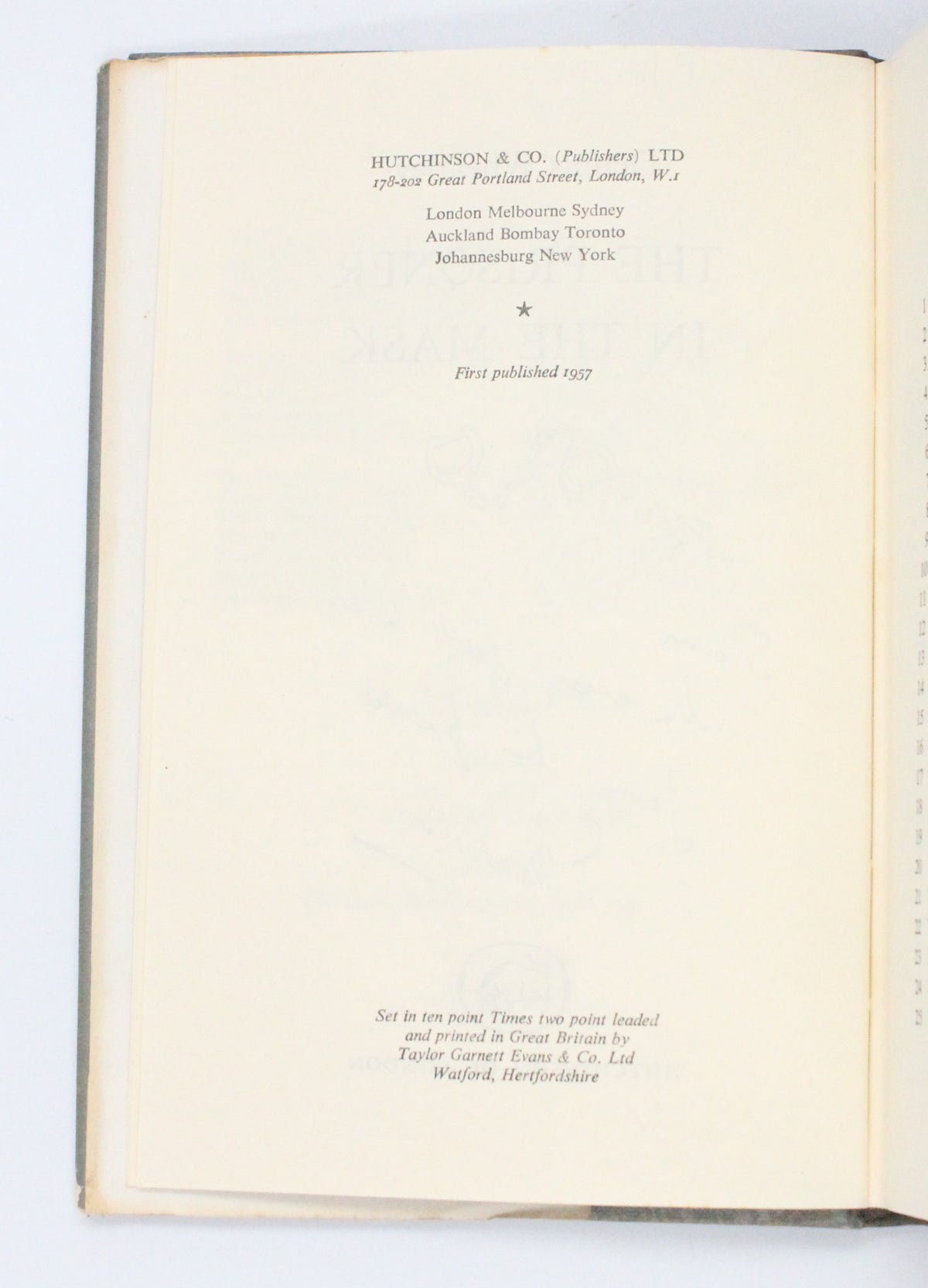 1957 The Prisoner in the Mask by Dennis Wheatley