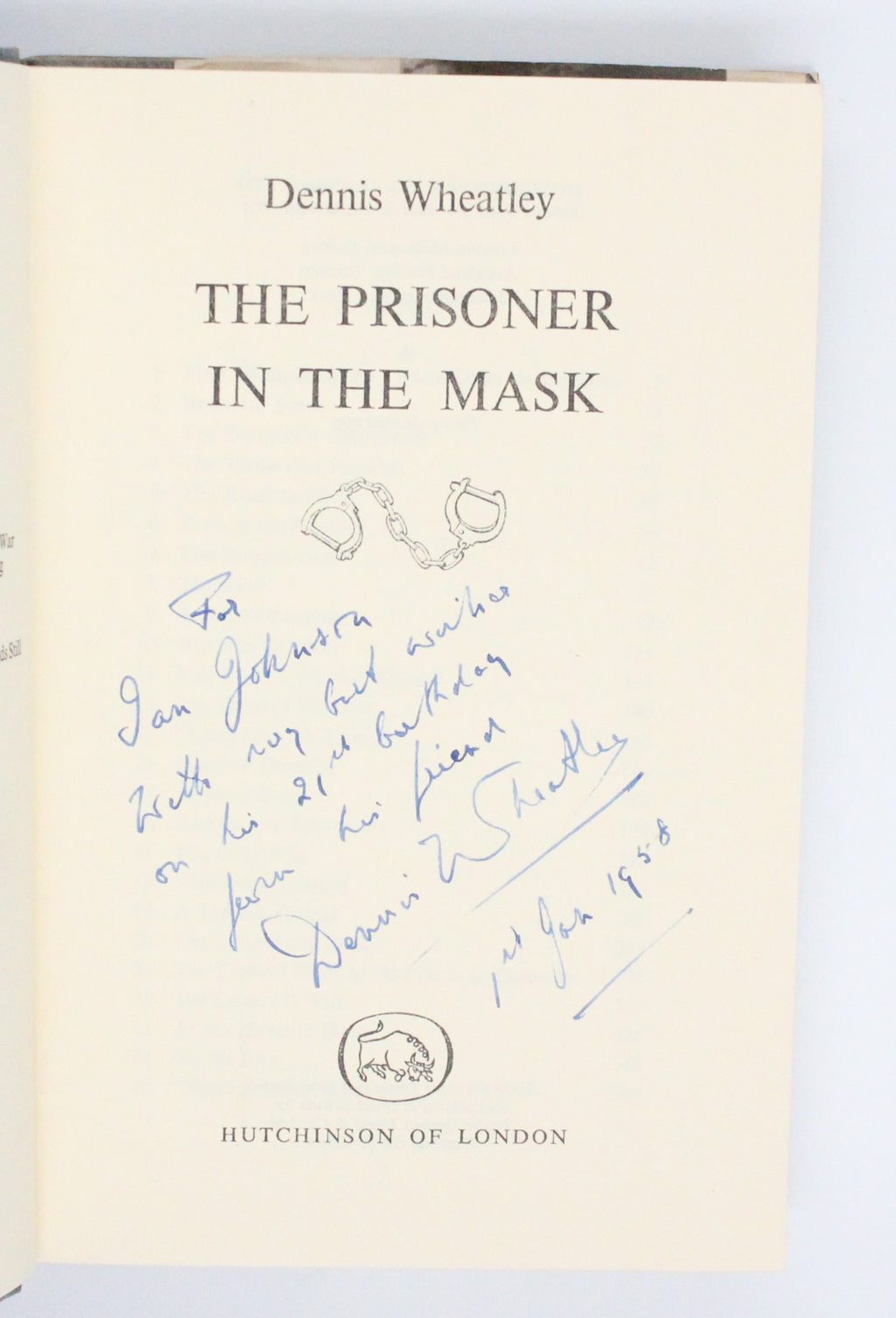 1957 The Prisoner in the Mask by Dennis Wheatley