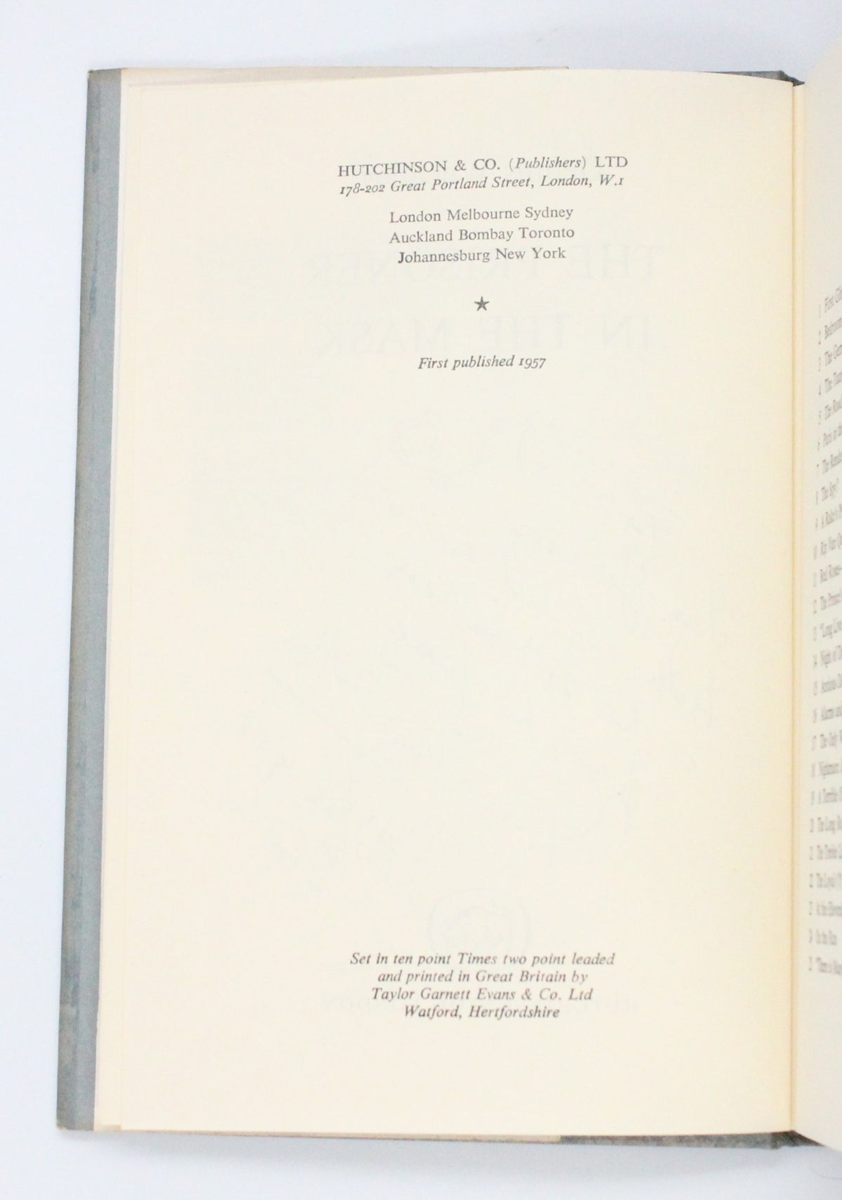 1957 The Prisoner in the Mask by Dennis Wheatley