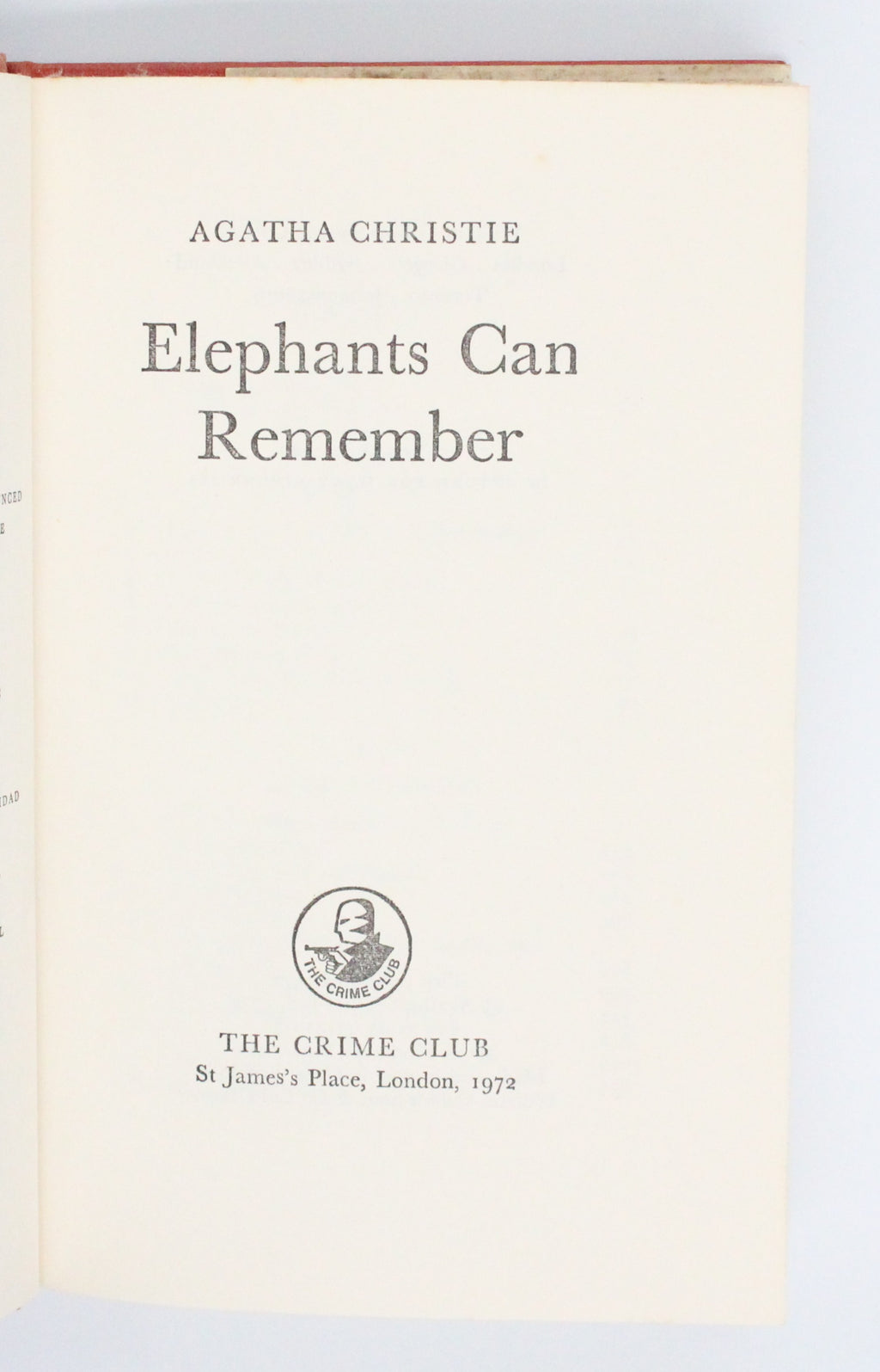 1972 Elephants Can Remember by Agatha Christie