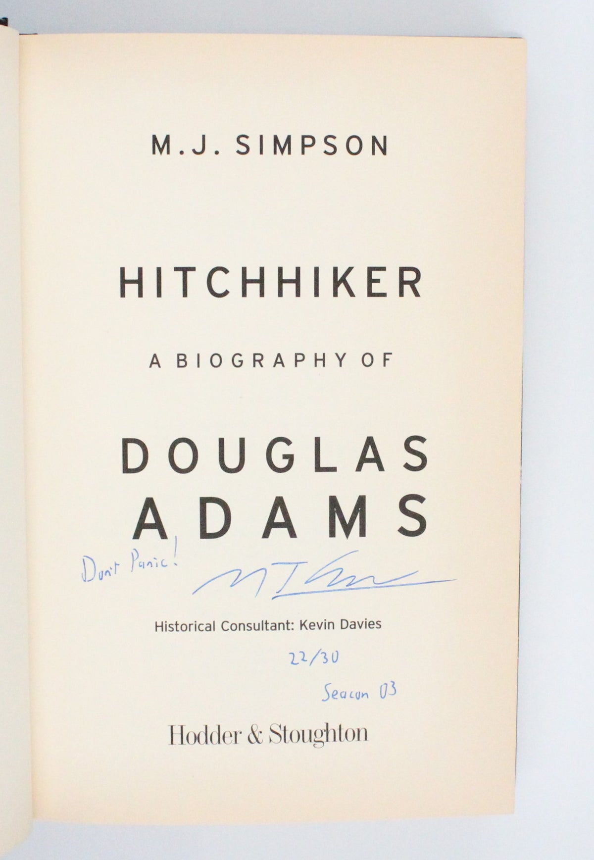 2003 Hitchhiker A Biography of Douglas Adams by M. J. Simpson