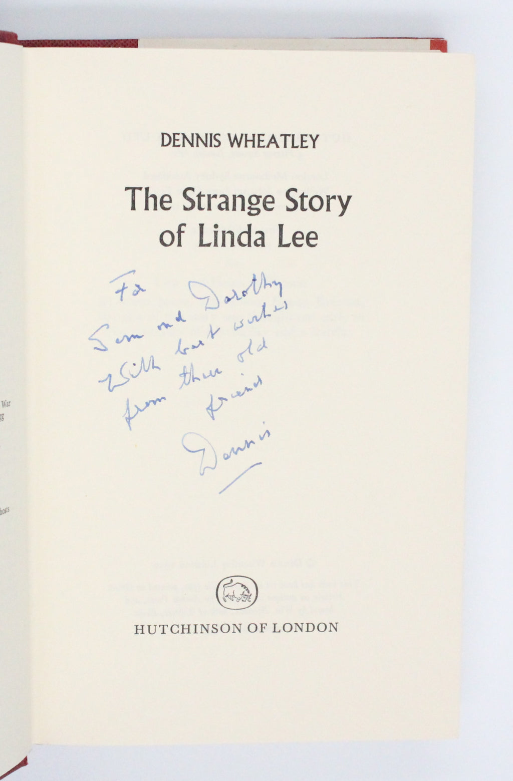 1972 The Strange Story of Linda Lee by Dennis Wheatley