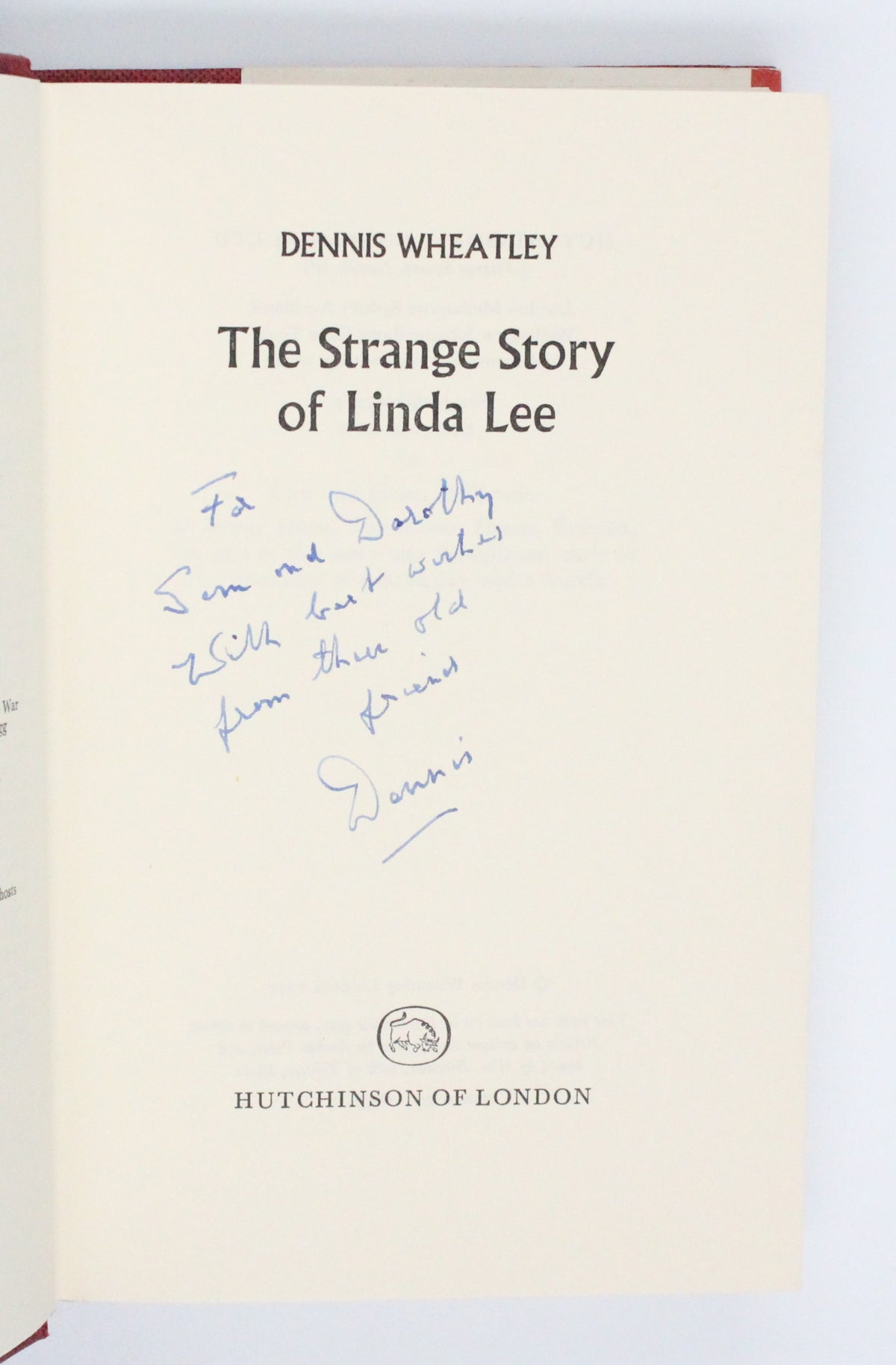 1972 The Strange Story of Linda Lee by Dennis Wheatley