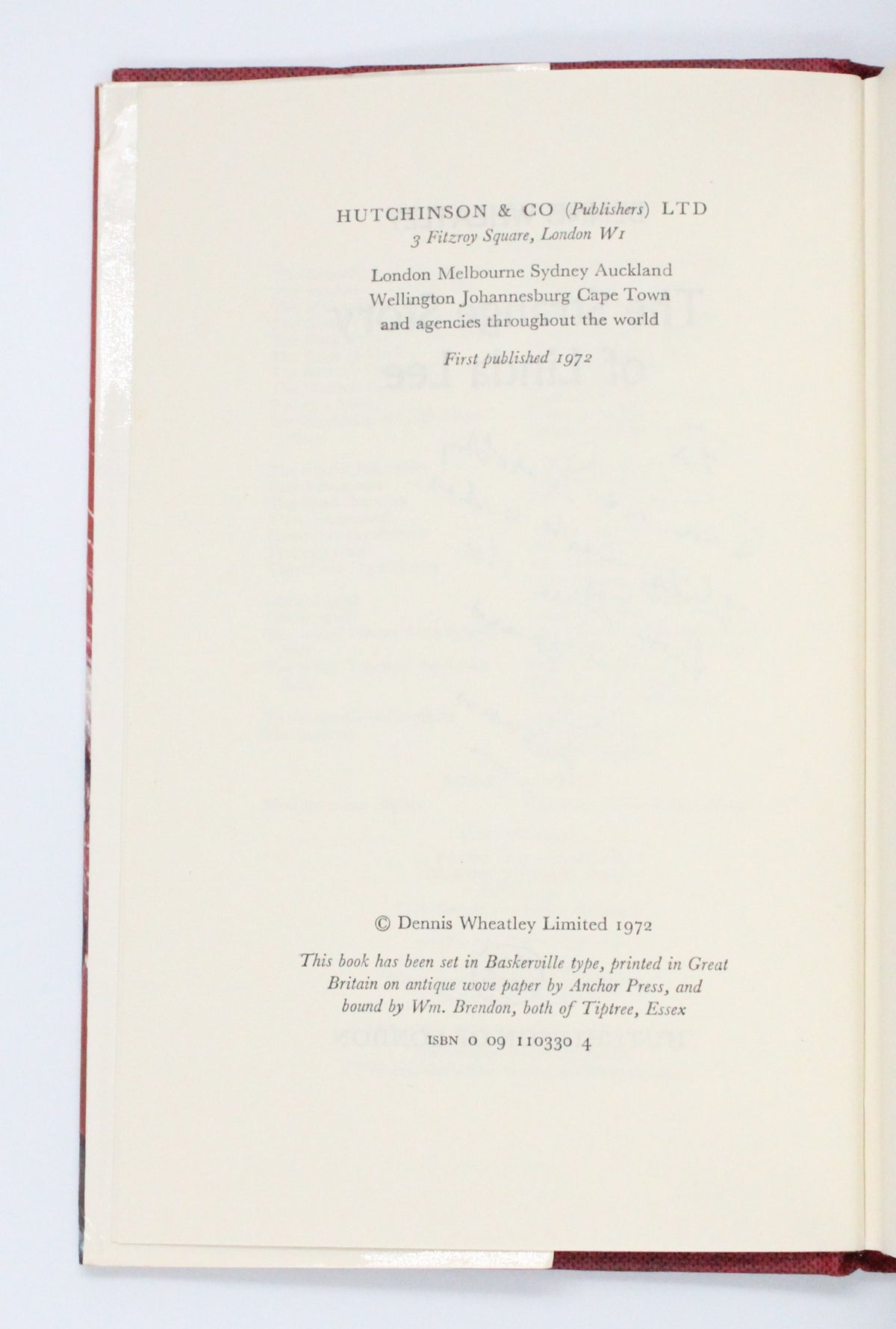 1972 The Strange Story of Linda Lee by Dennis Wheatley