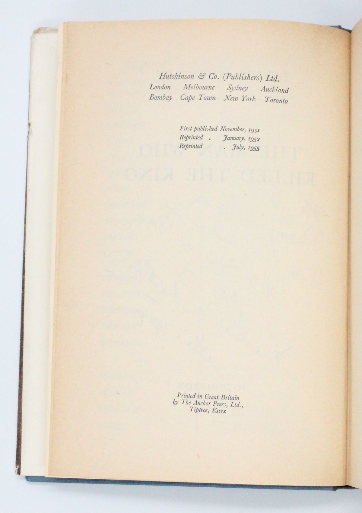 1955 The Man Who Killed The King by Dennis Wheatley