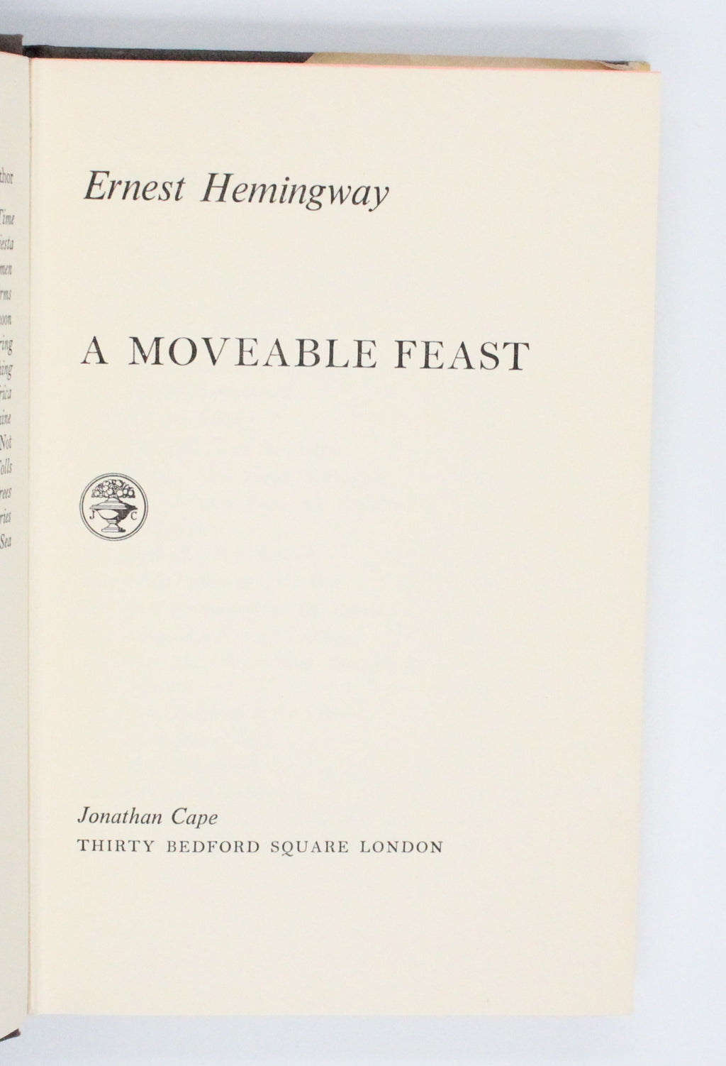 1964 A Moveable Feast by Ernest Hemingway