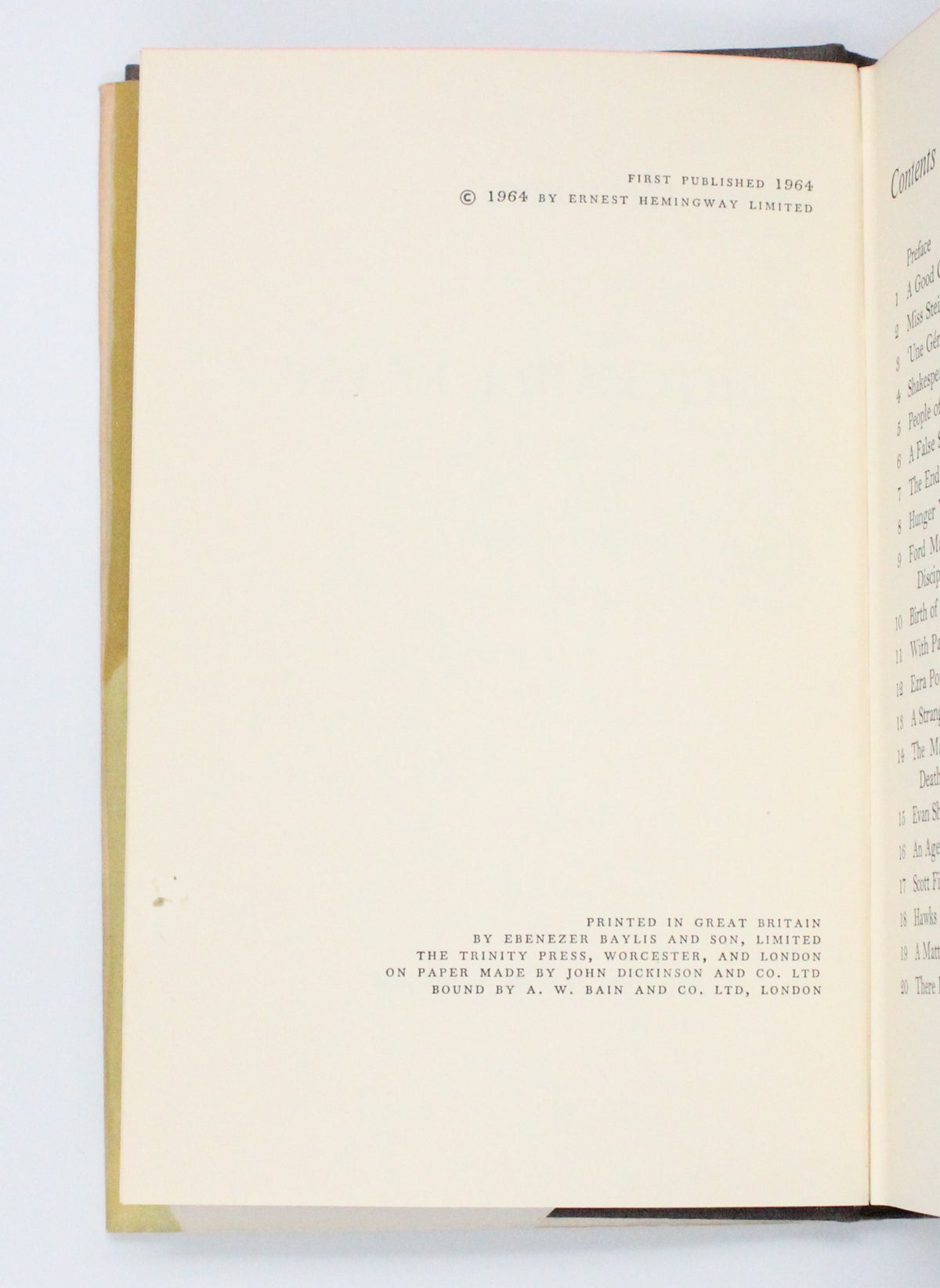 1964 A Moveable Feast by Ernest Hemingway