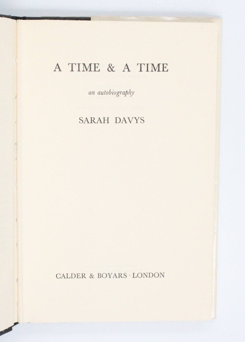 1971 A Time & A Time by Sarah Davys