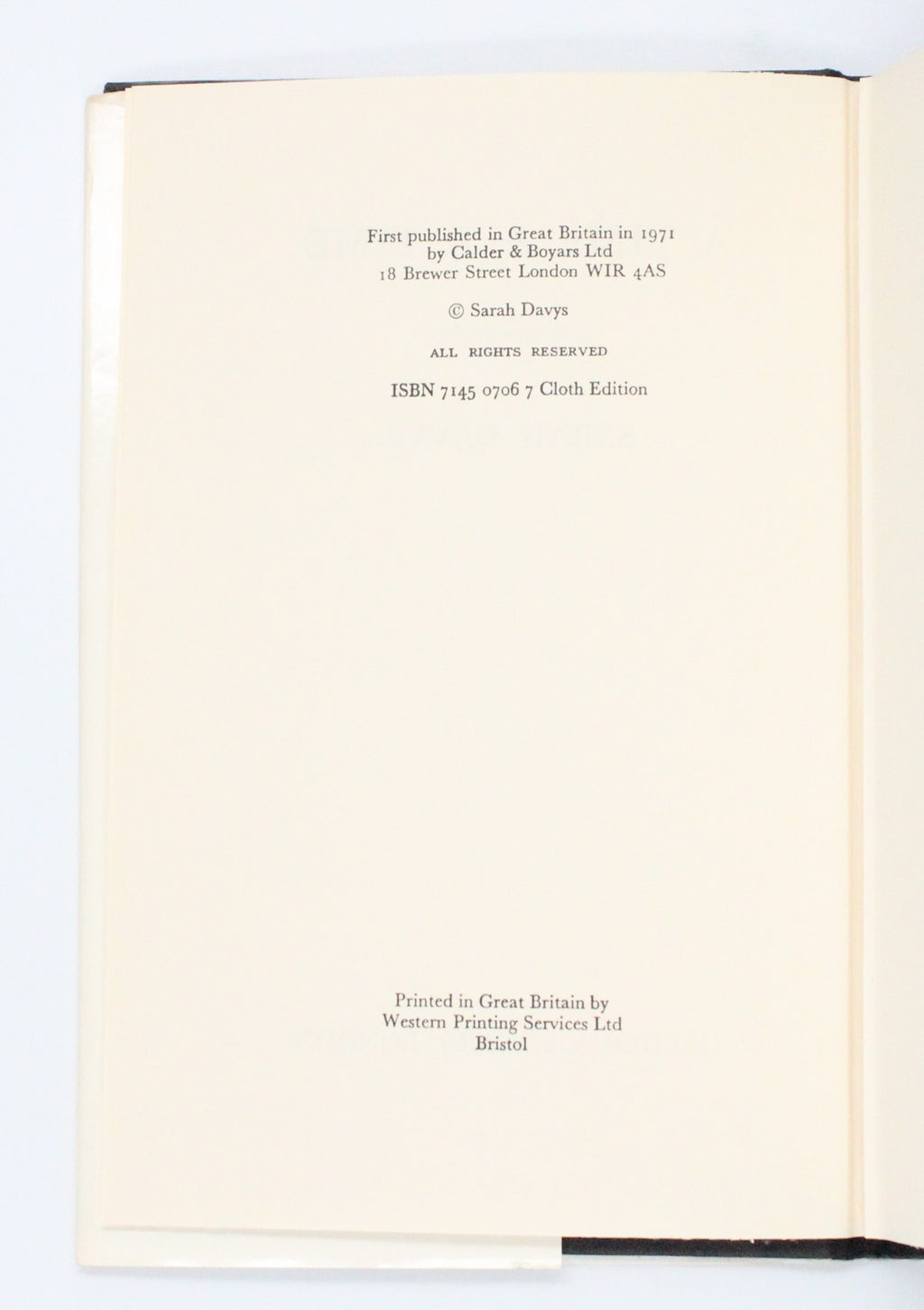 1971 A Time & A Time by Sarah Davys