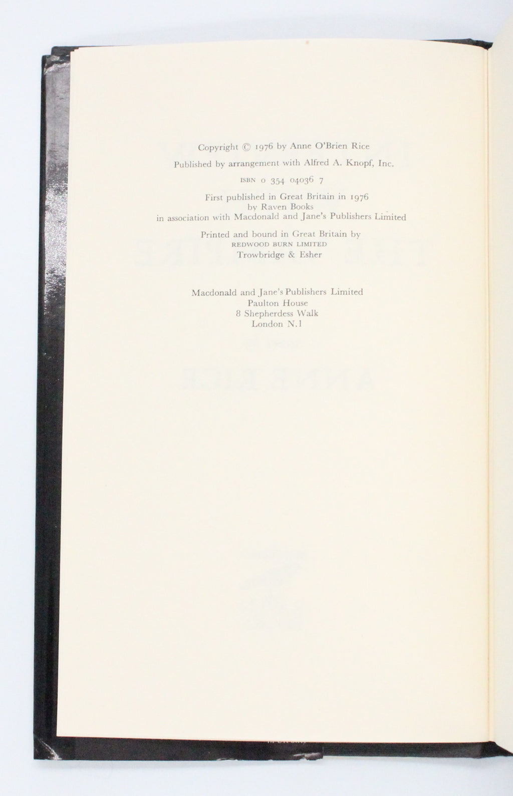 1976 Interview With the Vampire by Anne Rice