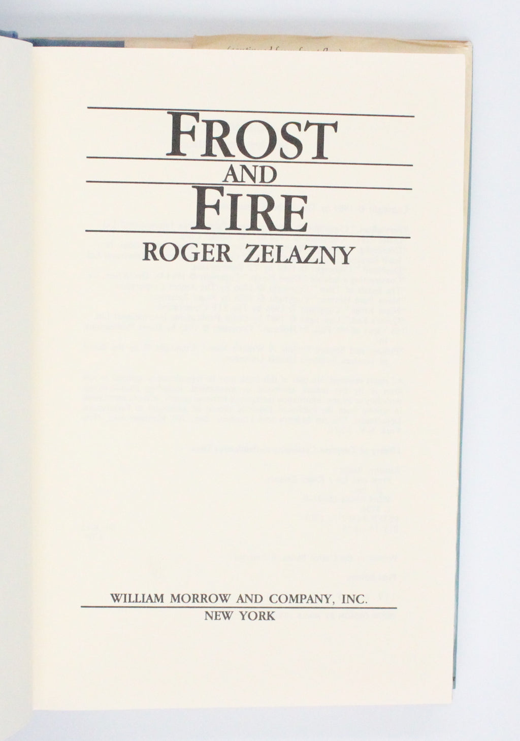 1989 Frost and Fire by Roger Zelazny