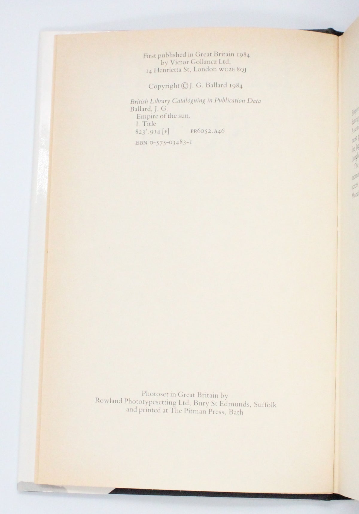 1984 Empire of The Sun by J. G. Ballard