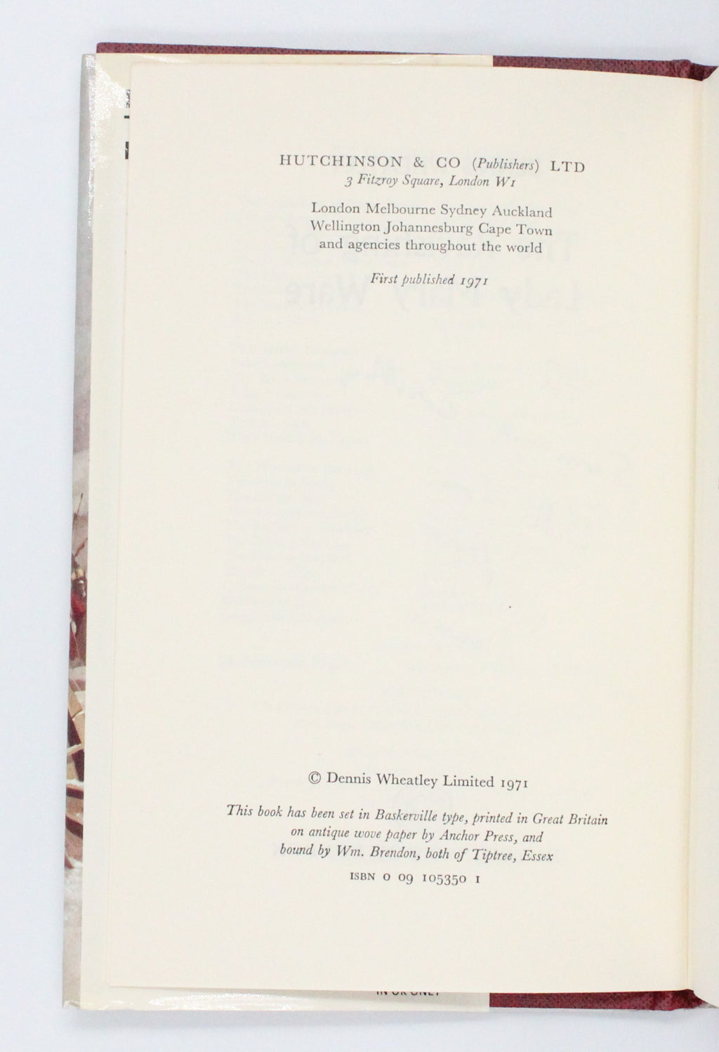 1971 The Ravishing of Lady Mary Ware by Dennis Wheatley