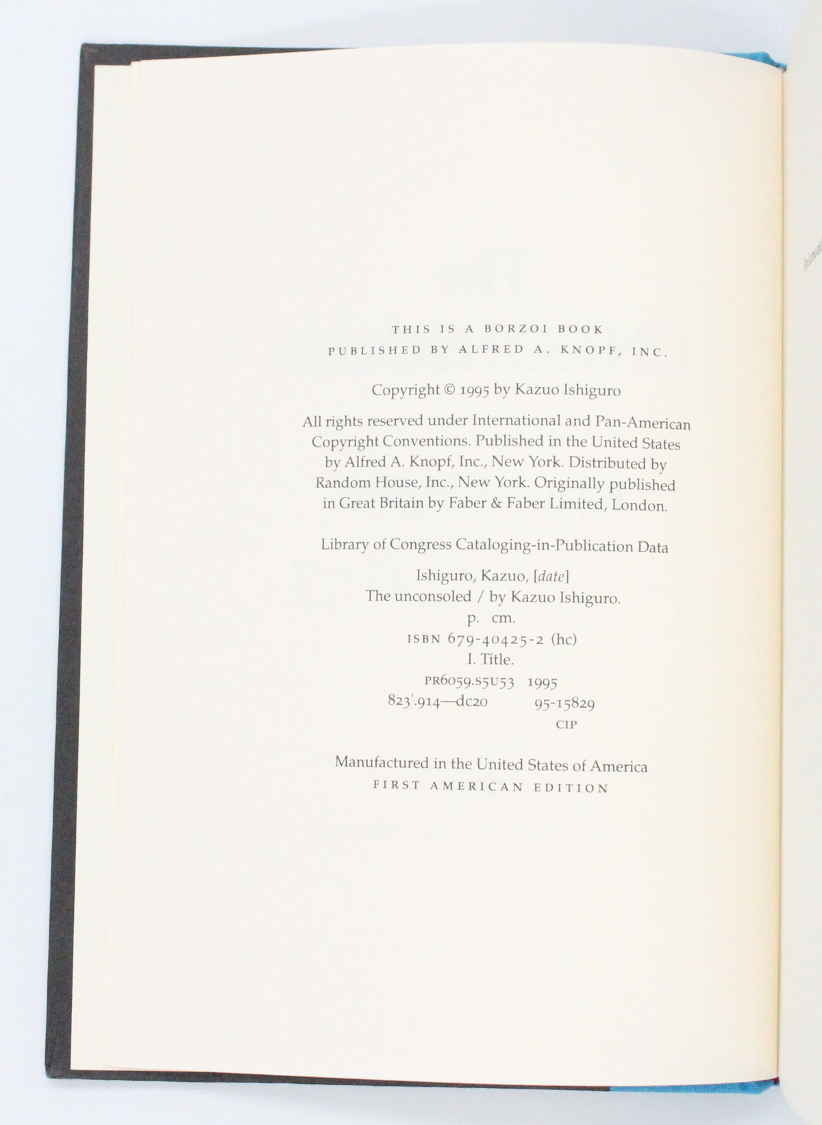 1995 The Unconsoled by Kazuo Ishiguro