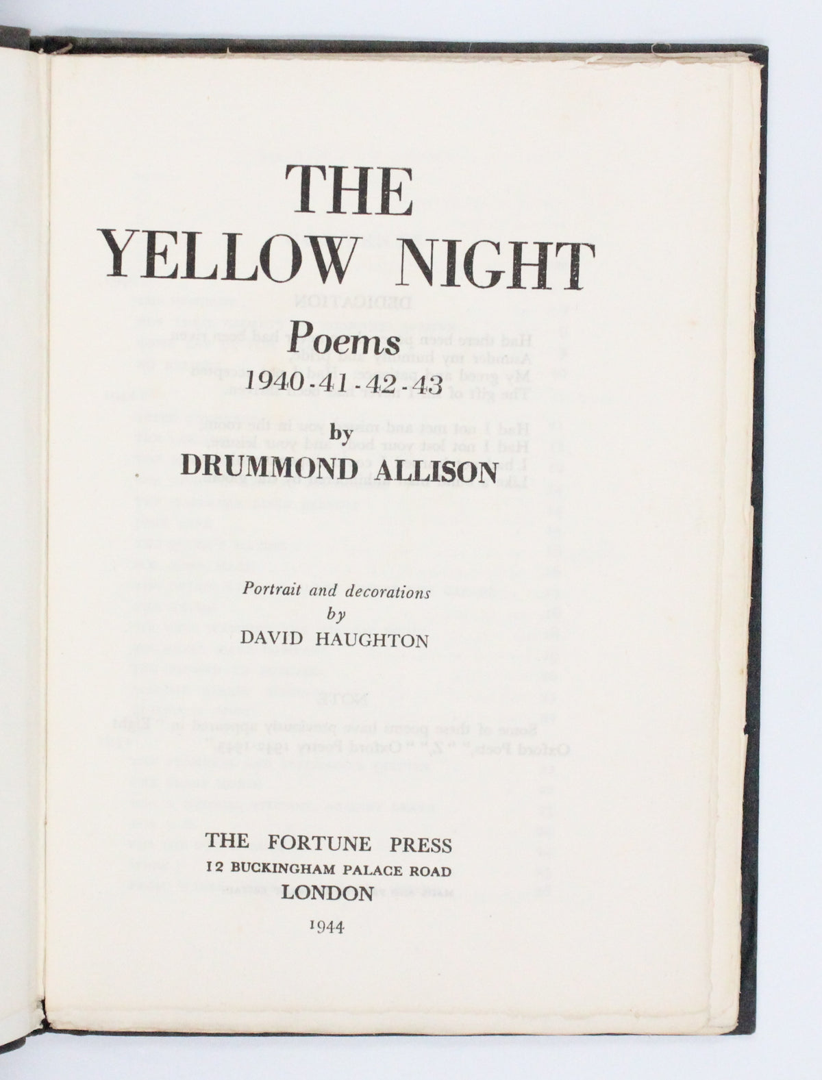 1944 The Yellow Night Poems 1940-1941-1942-1943 by Drummond Allison