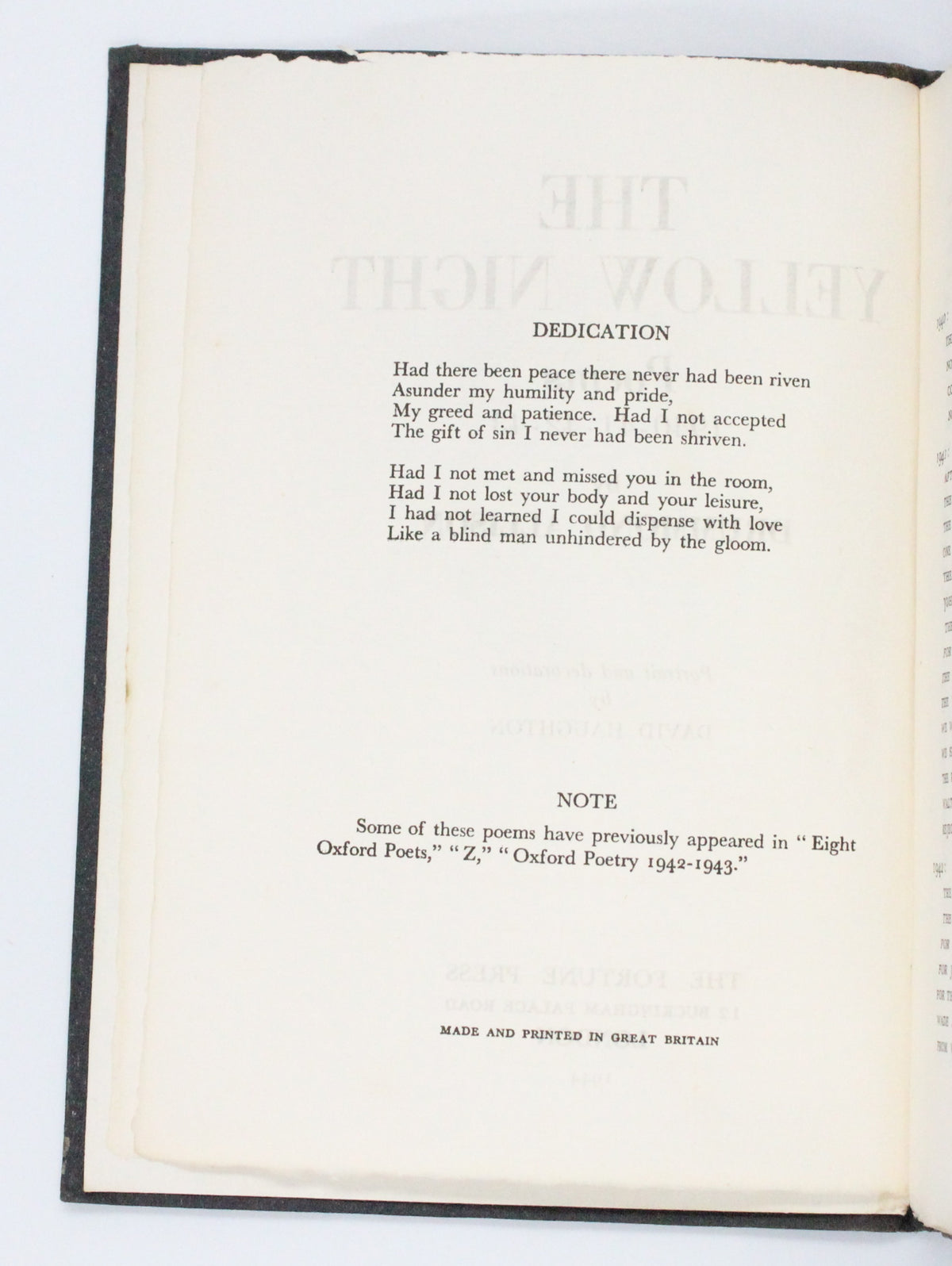 1944 The Yellow Night Poems 1940-1941-1942-1943 by Drummond Allison