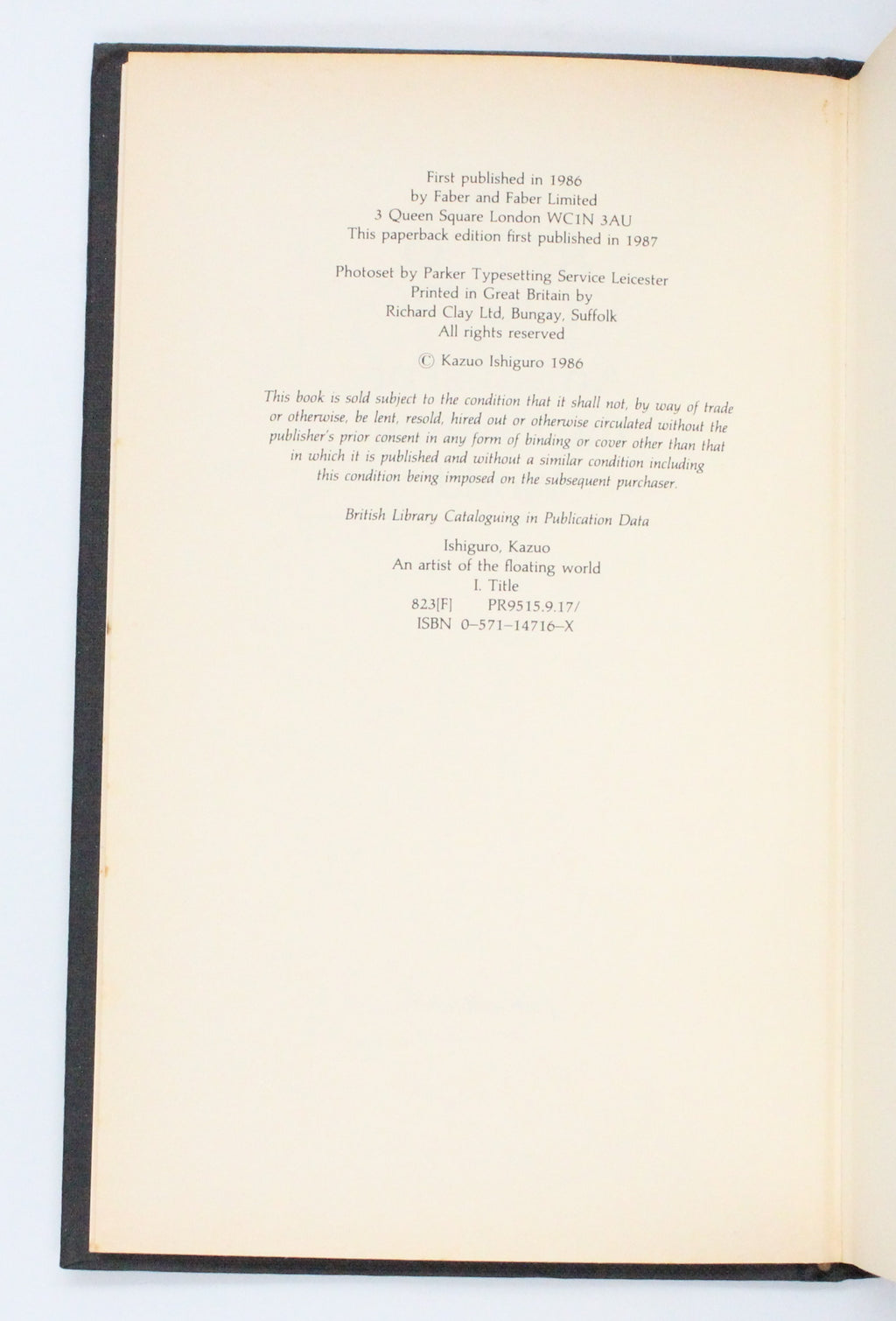 1987 An Artist of The Floating World by Kazuo Ishiguro