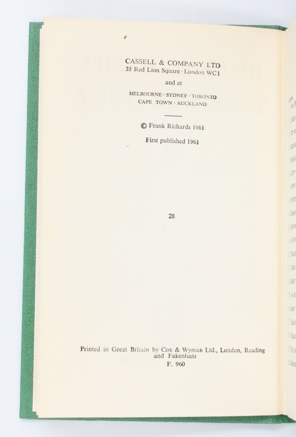 1961 Billy Bunter’s Treasure Hunt by Frank Richards