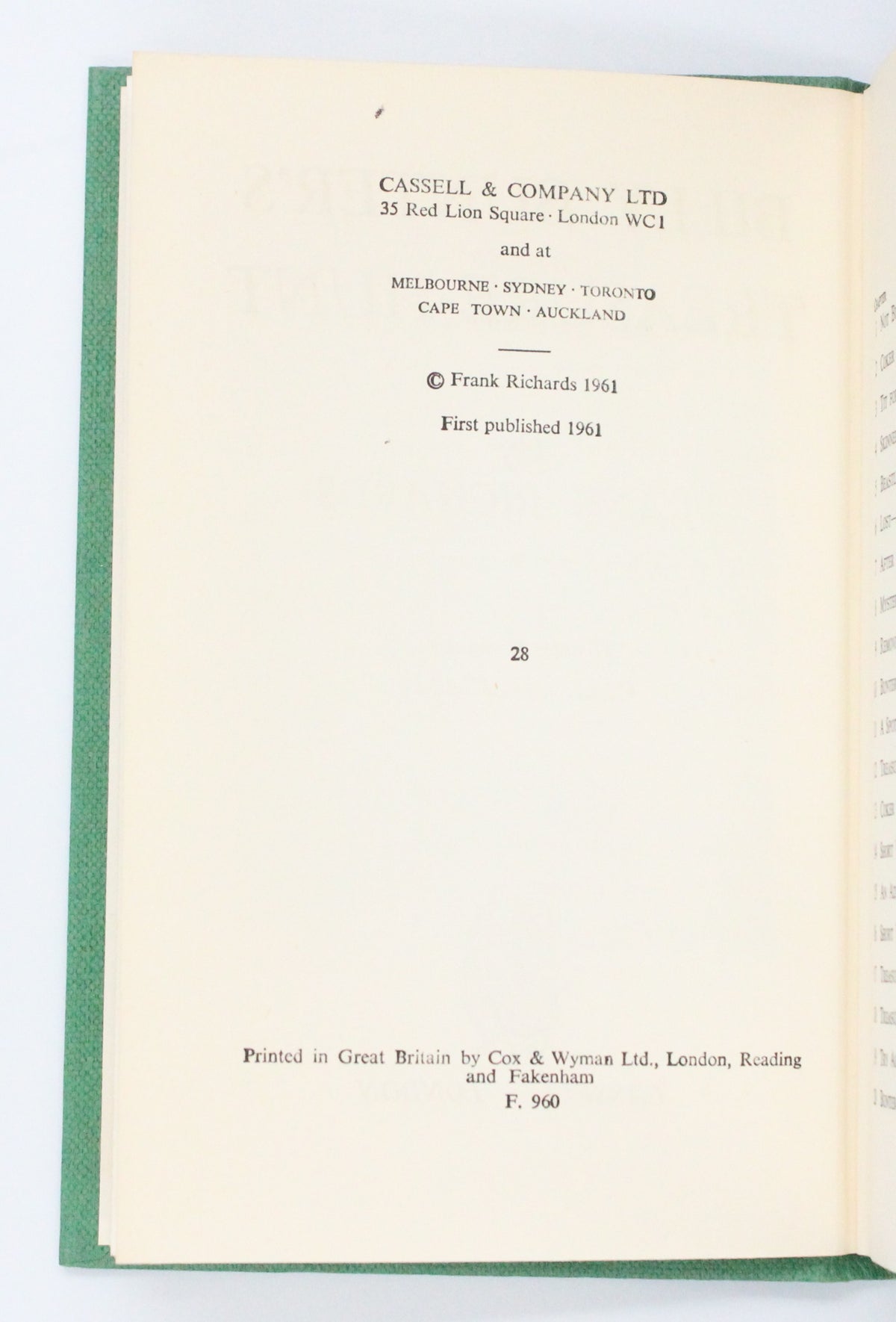 1961 Billy Bunter’s Treasure Hunt by Frank Richards