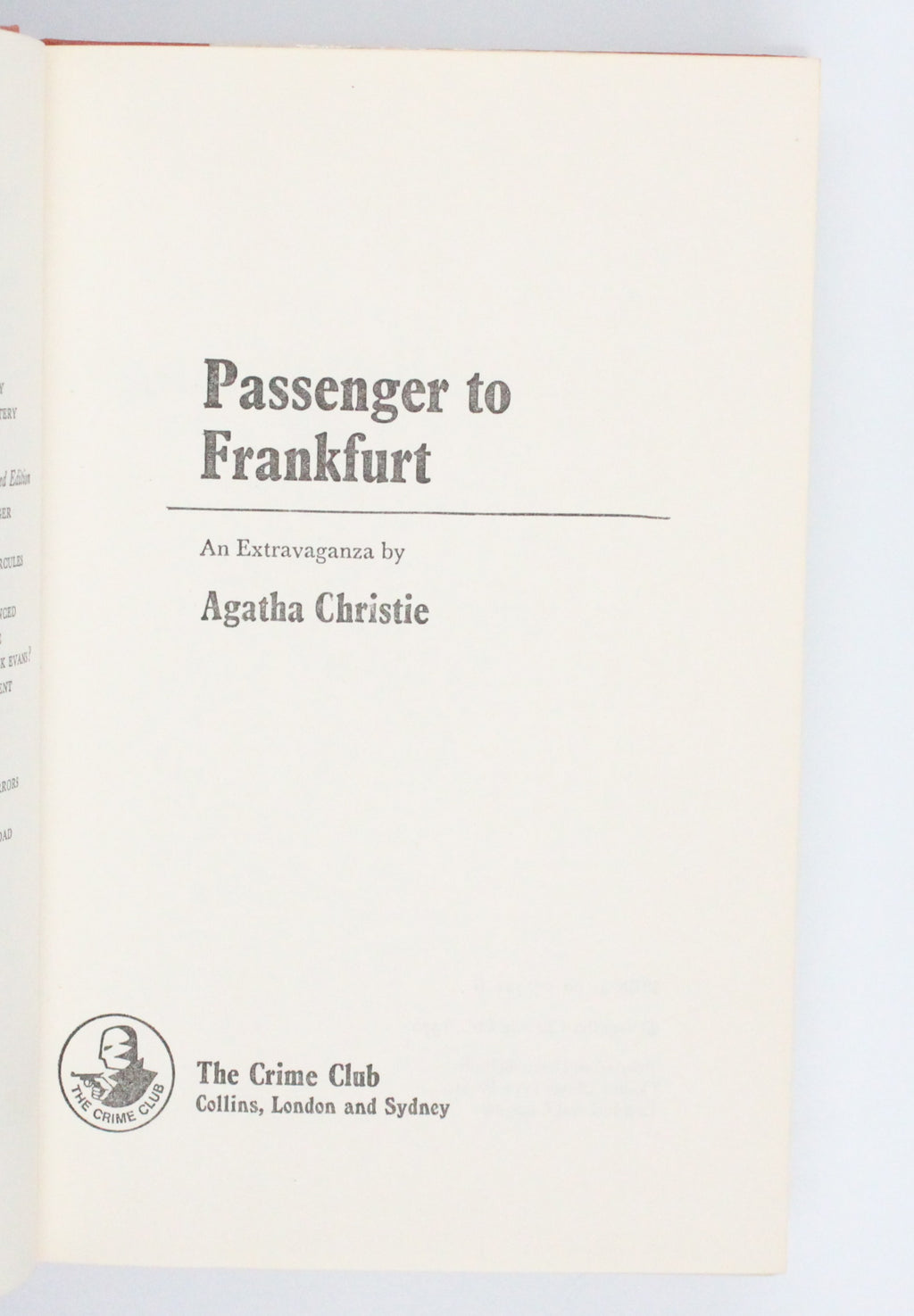 1970 Passenger to Frankfurt by Agatha Christie