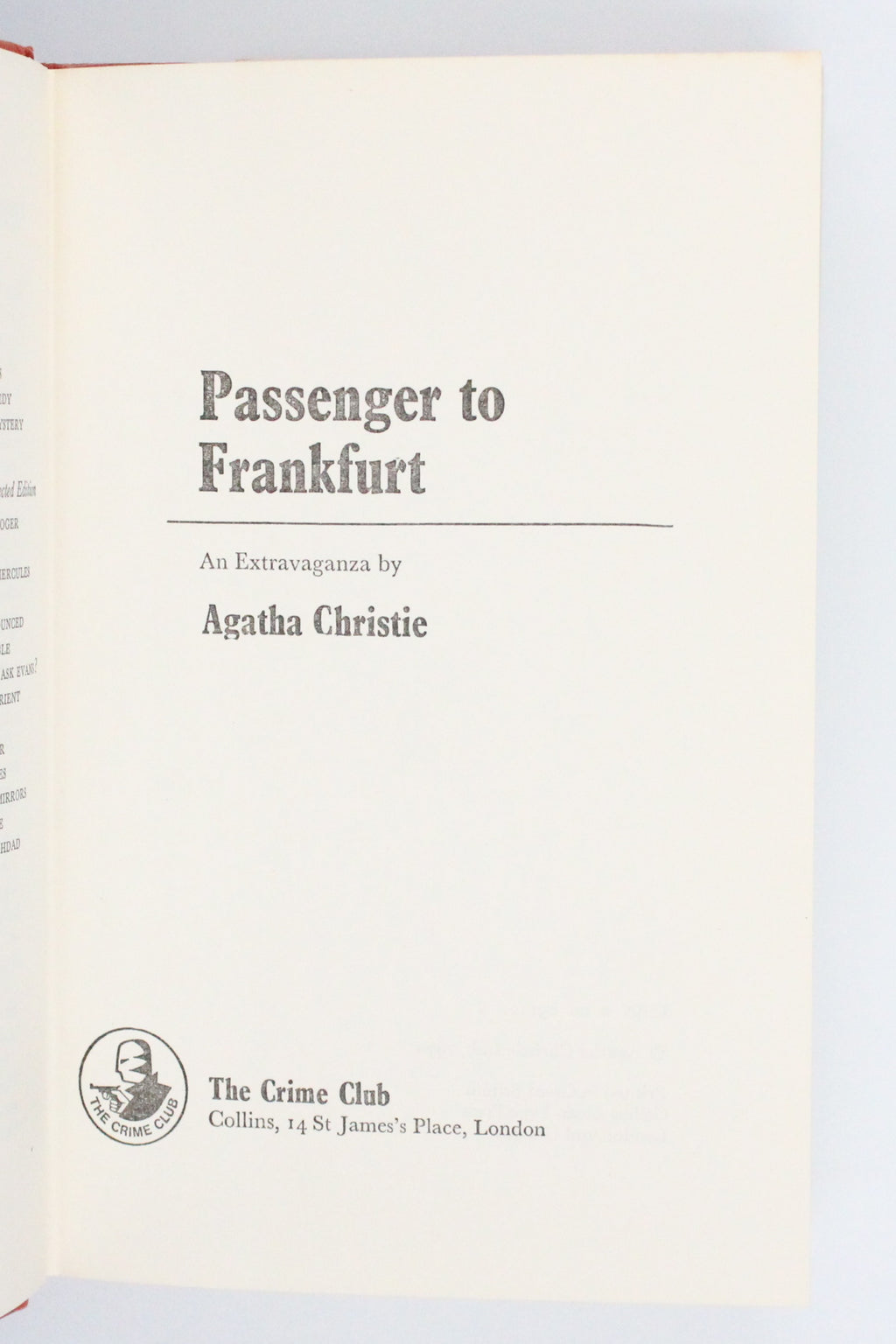 1970 Passenger to Frankfurt by Agatha Christie