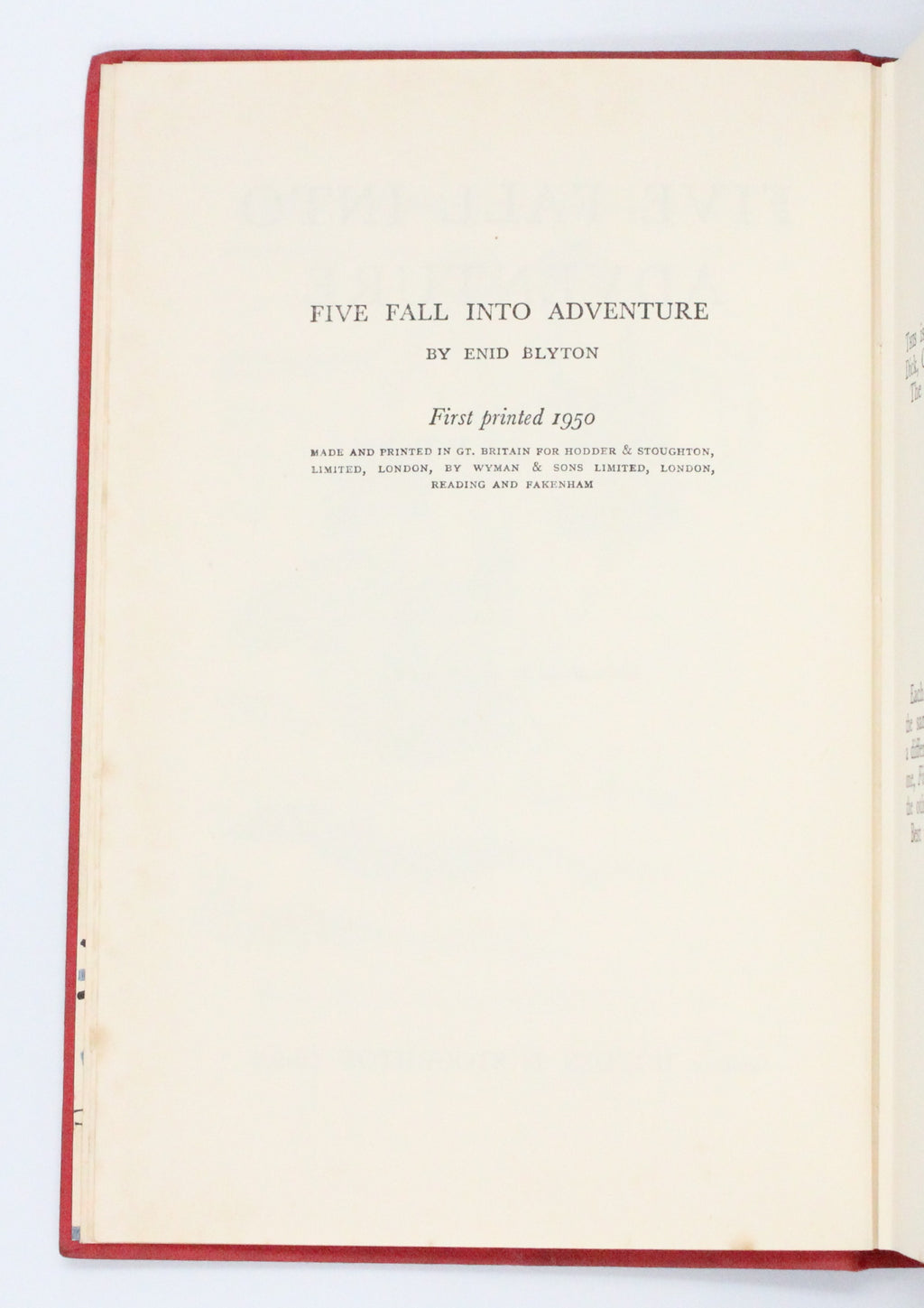 1950 Five Fall Into Adventure by Enid Blyton