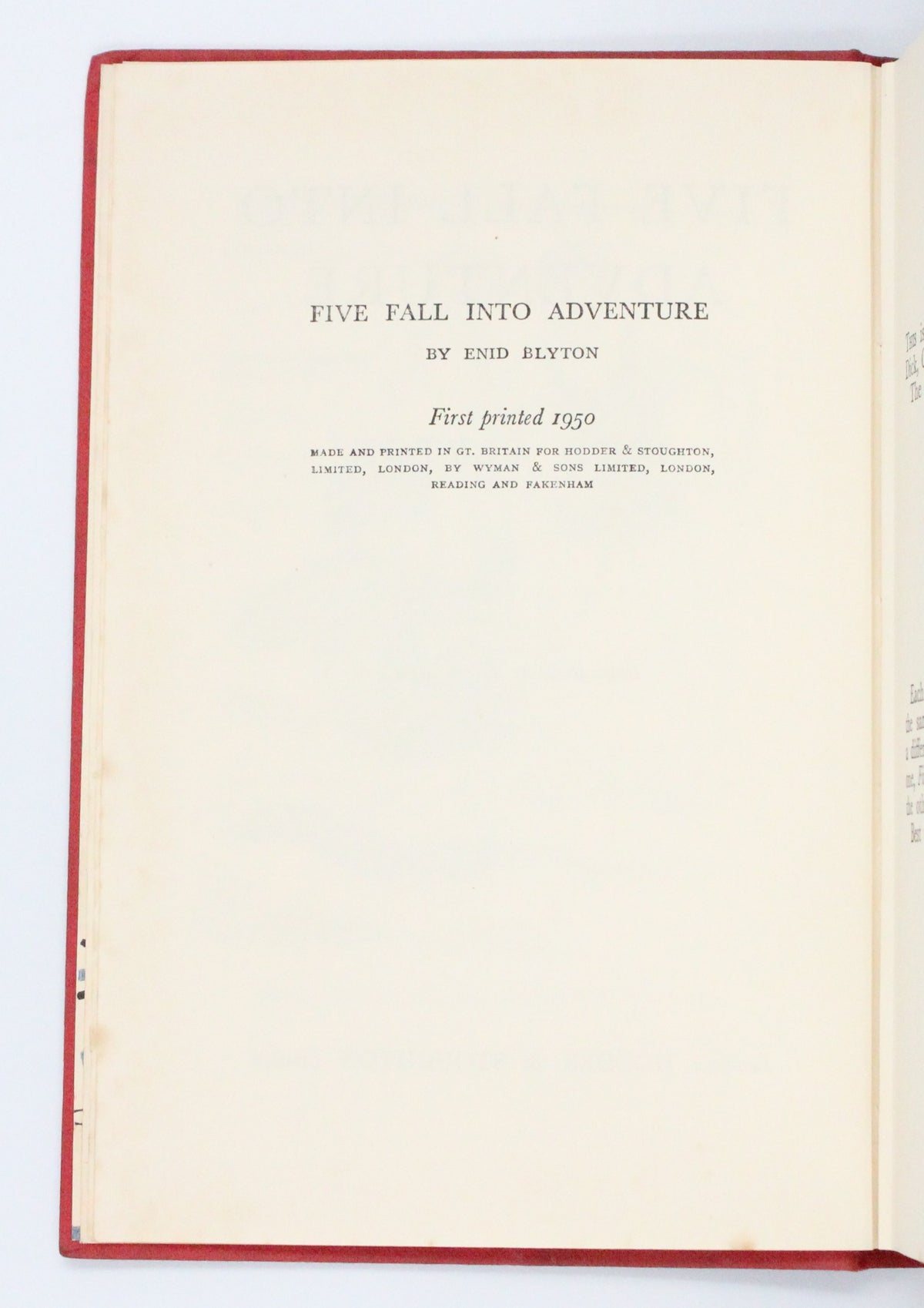 1950 Five Fall Into Adventure by Enid Blyton