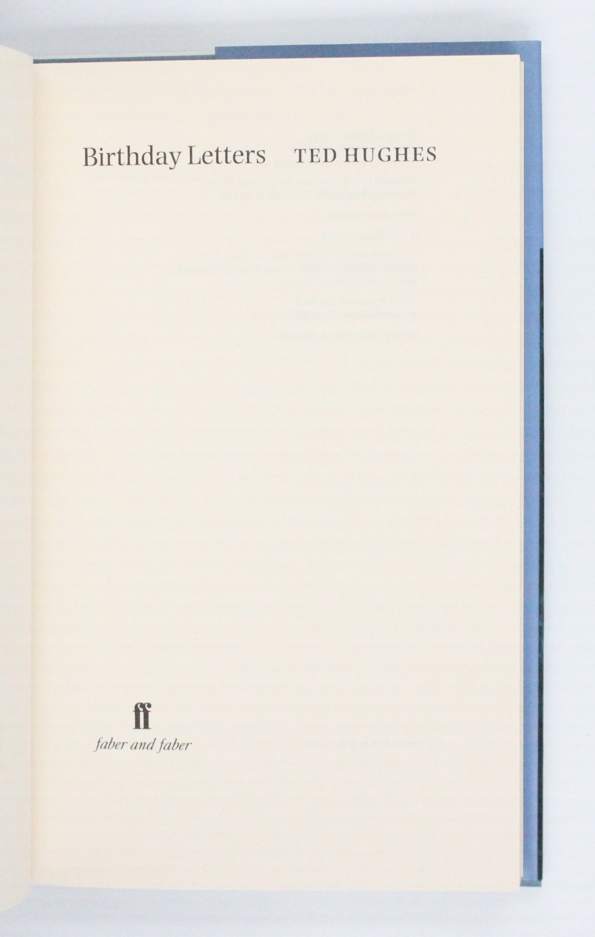1998 Birthday Letters by Ted Hughes