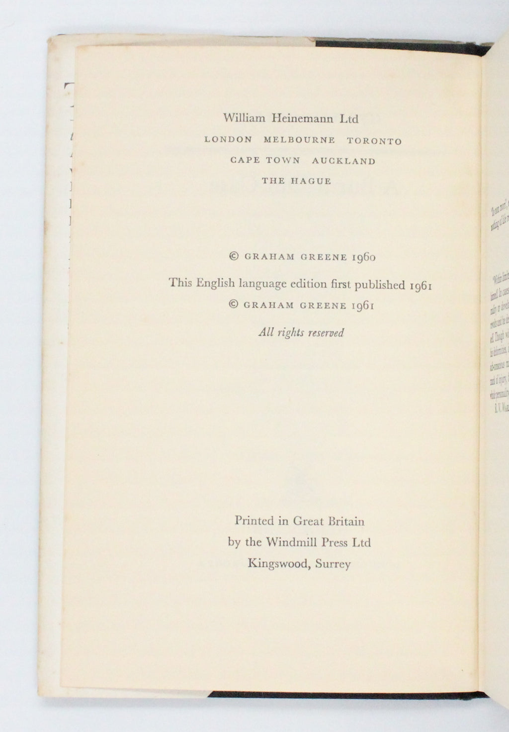 1961 A Burnt-Out Case by Graham Greene