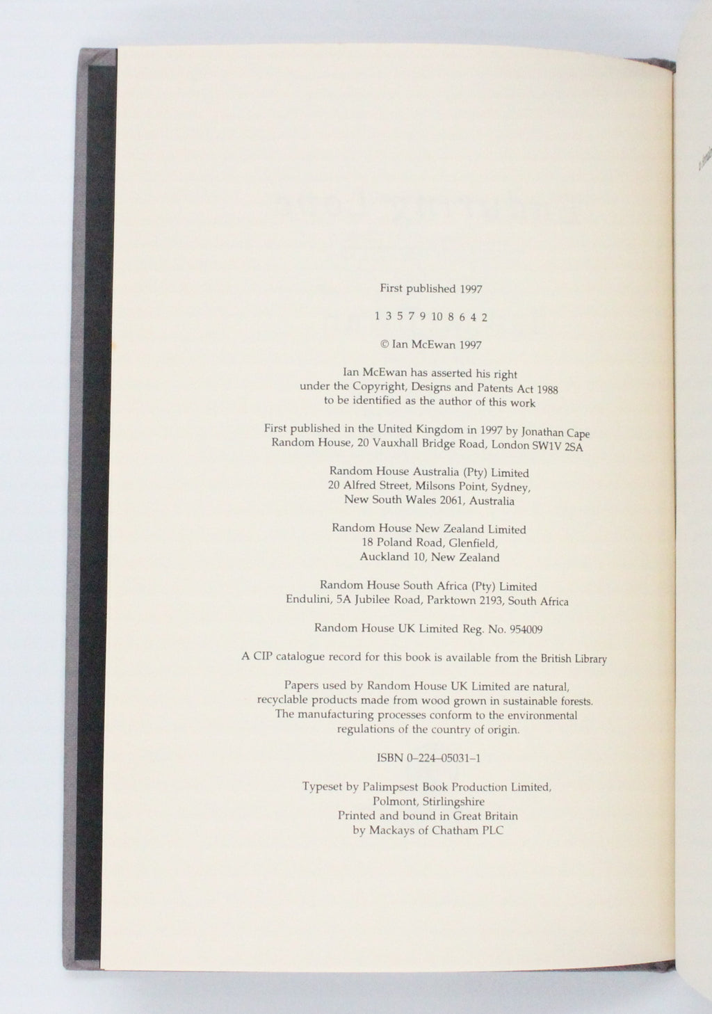 1997 Enduring Love by Ian McEwan