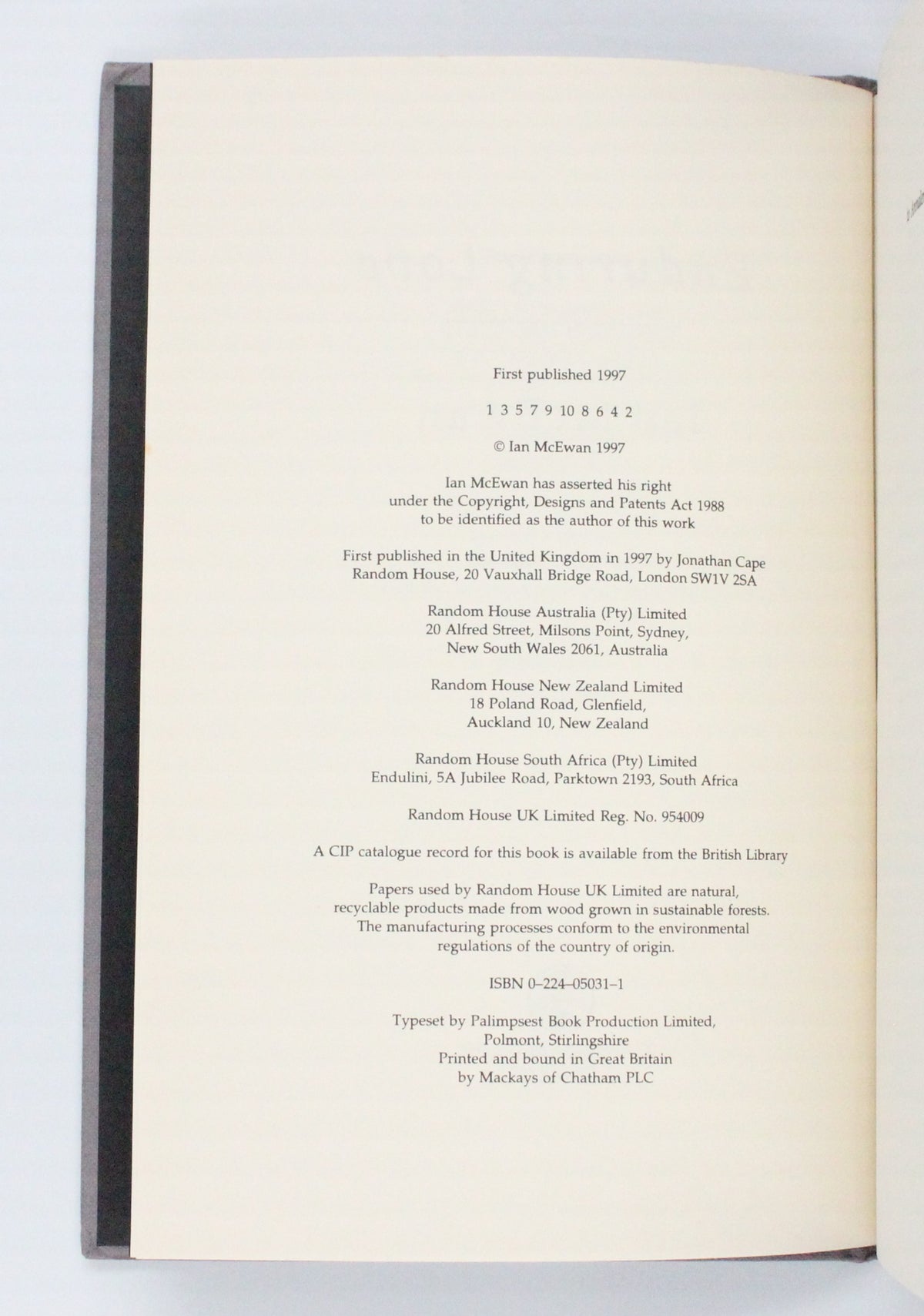 1997 Enduring Love by Ian McEwan