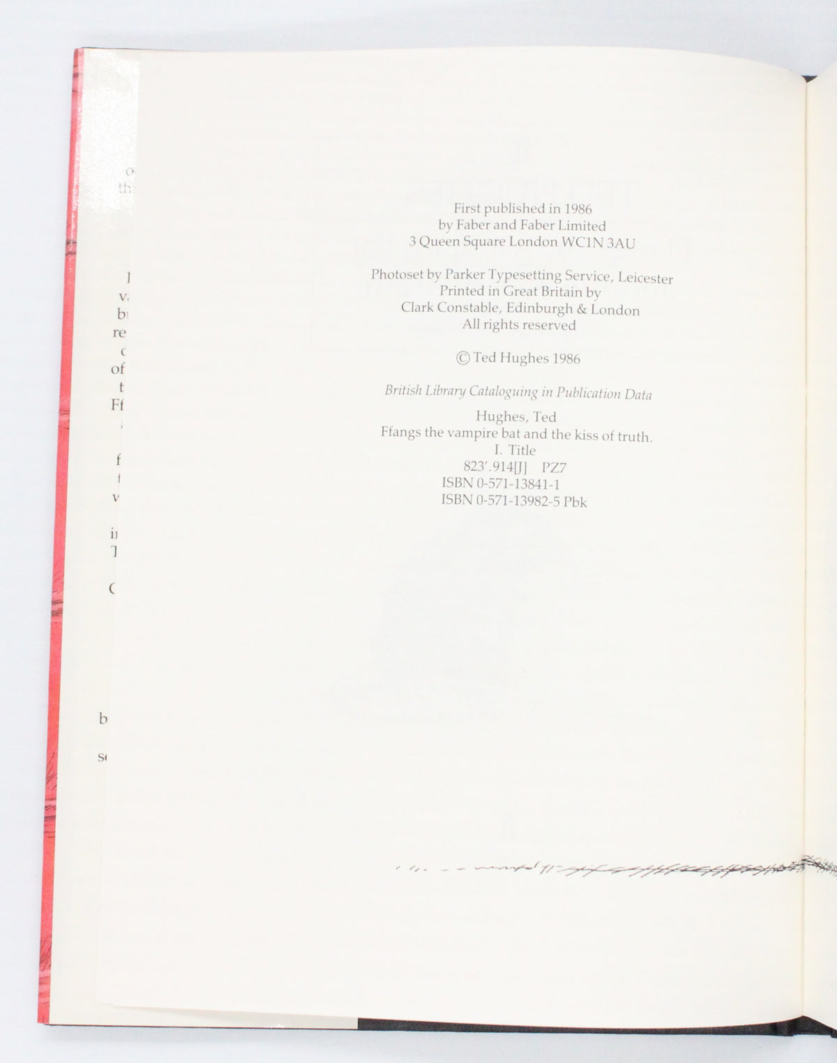 1986 Fffangs The Vampire Bat and The Kiss of Truth by Ted Hughes