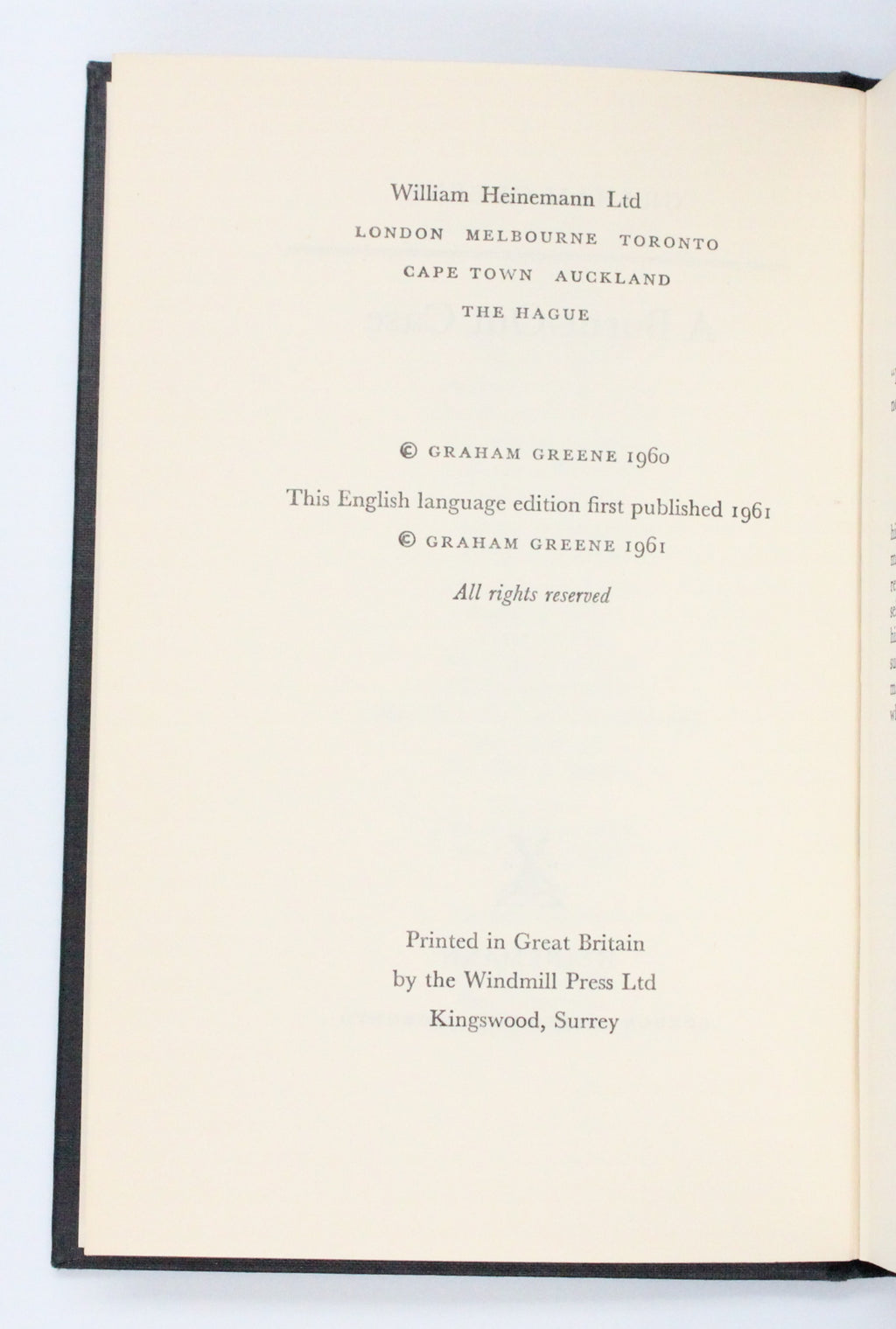 1961 A Burnt-Out Case by Graham Greene