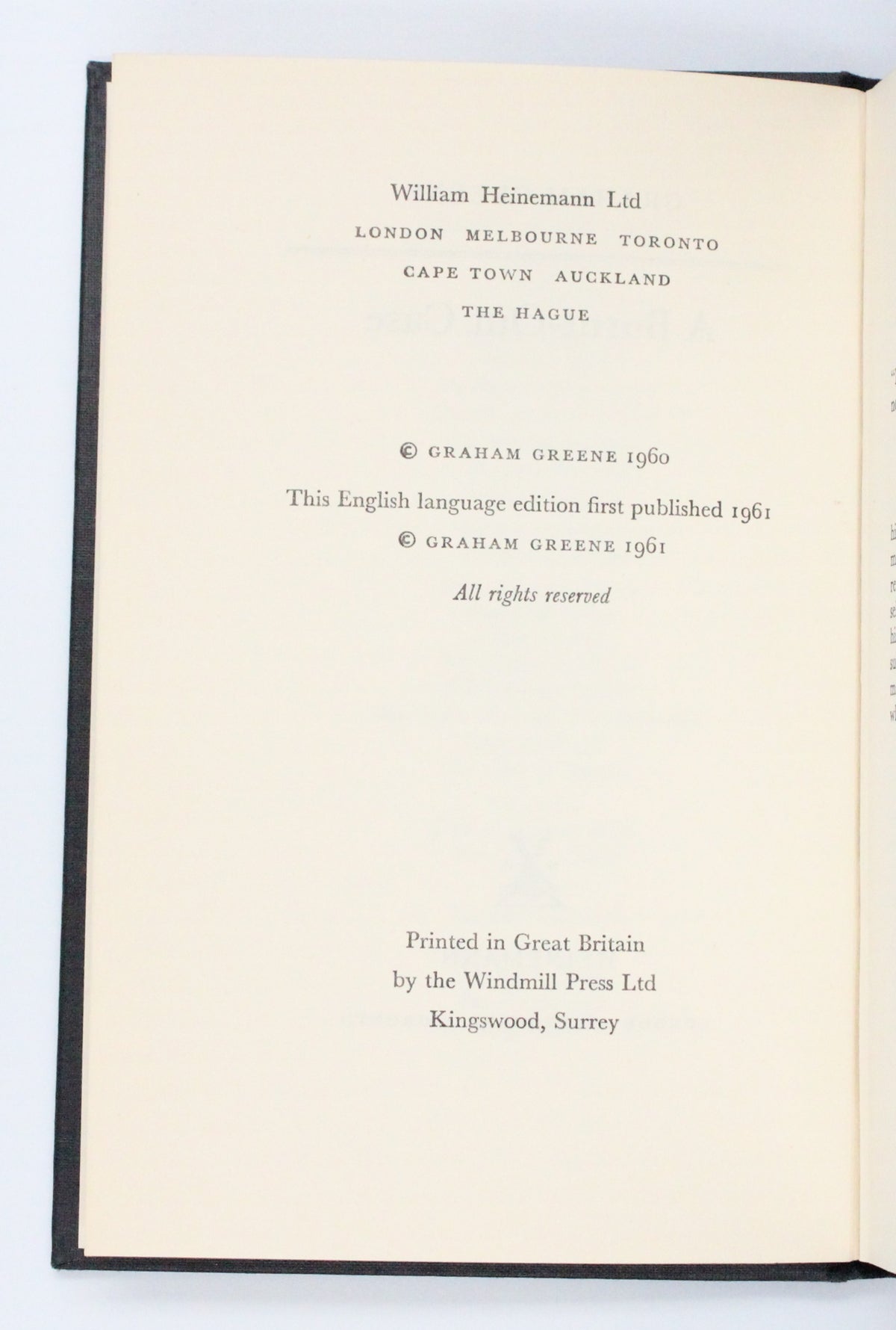 1961 A Burnt-Out Case by Graham Greene