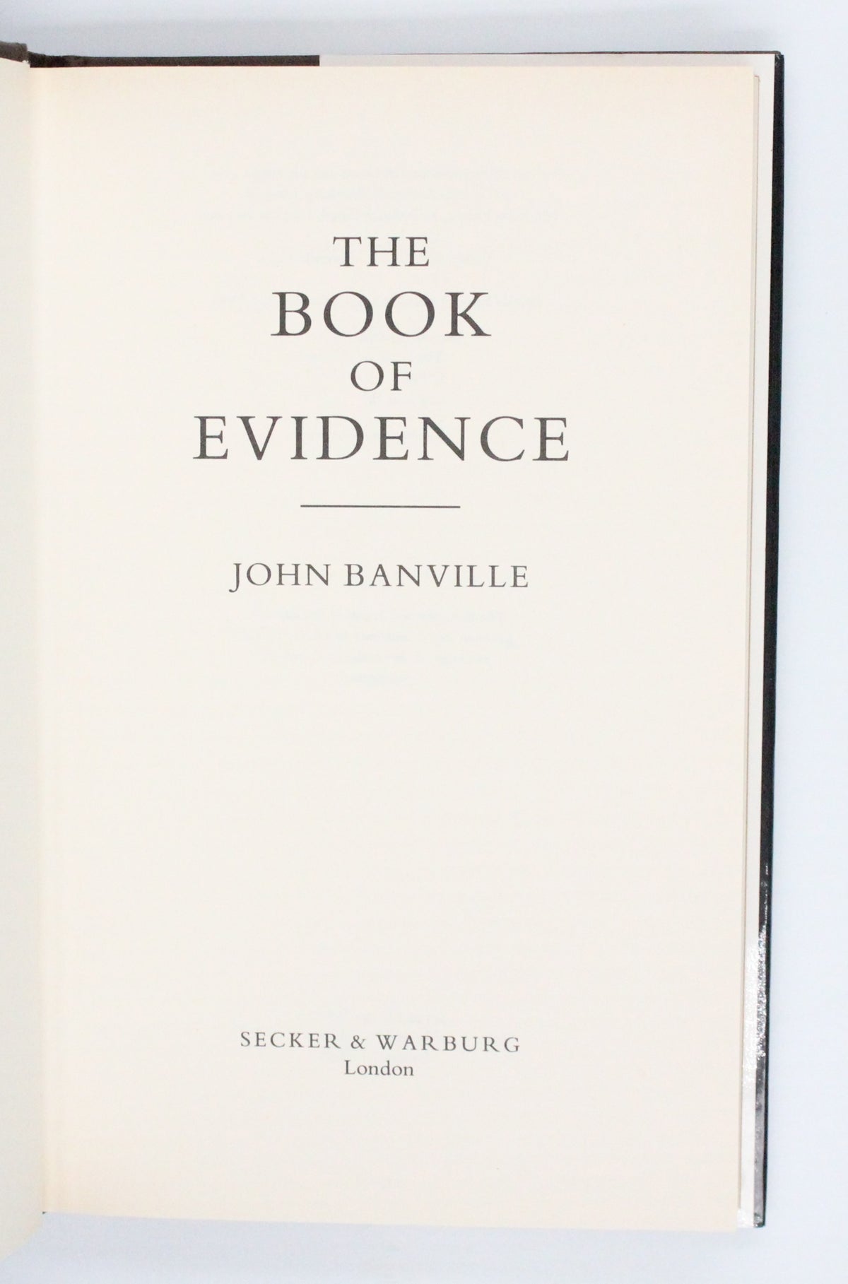 1989 The Book of Evidence by John Banville