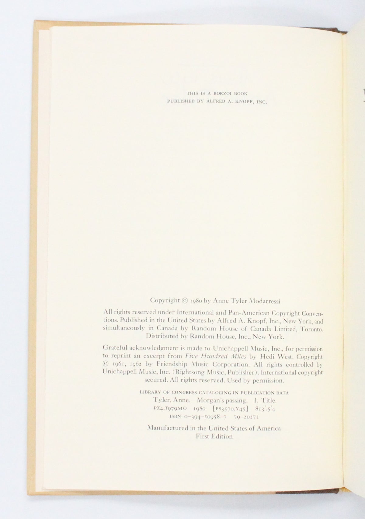 1980 Morgan’s Passing by Anne Tyler