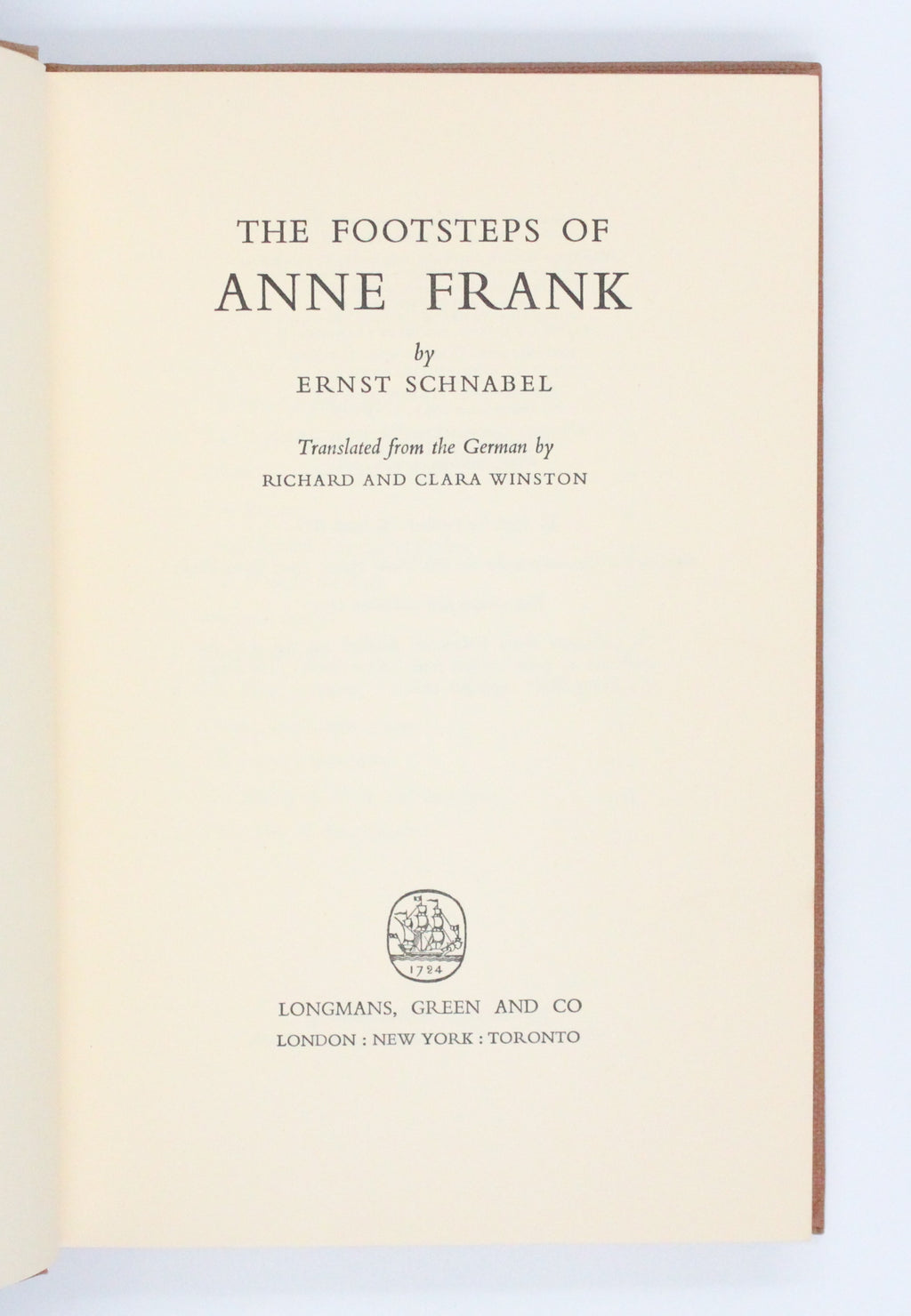 1959 The Footsteps of Anne Frank by Ernst Schnabel