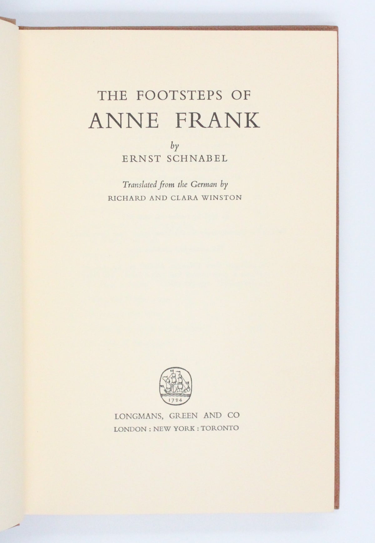 1959 The Footsteps of Anne Frank by Ernst Schnabel