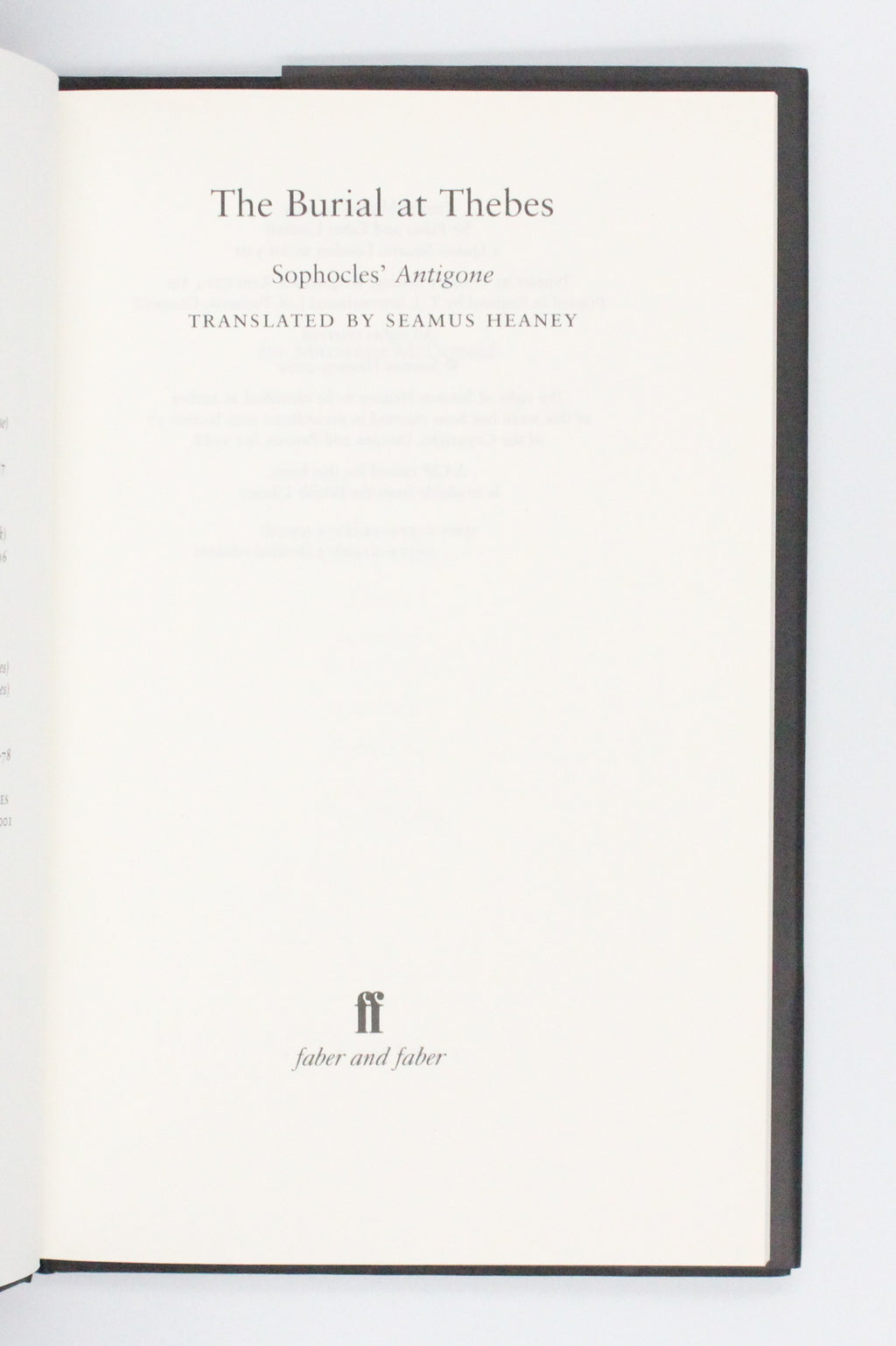 2004 The Burial at Thebes by Seamus Heaney