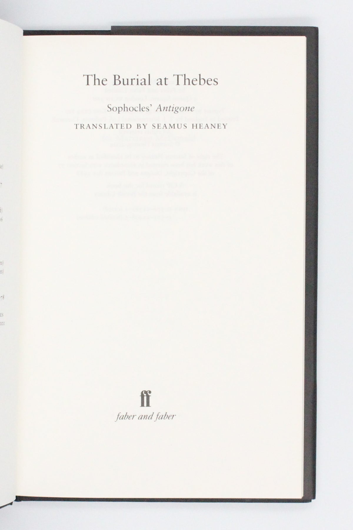 2004 The Burial at Thebes by Seamus Heaney