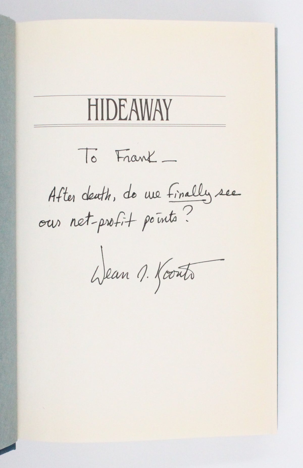 1992 Hideaway by Dean R. Koontz