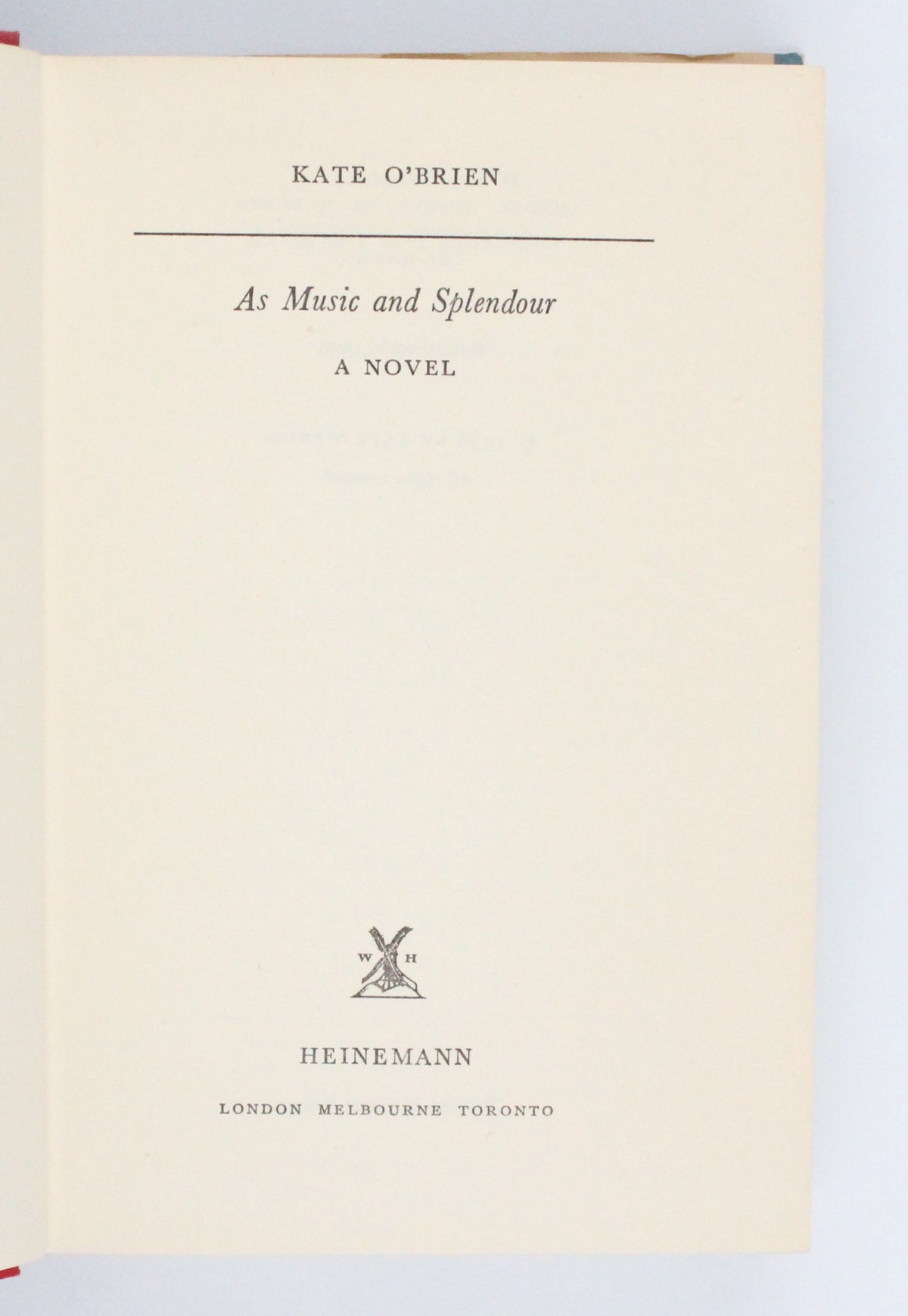 1958 As Music and Splendour by Kate O’Brien