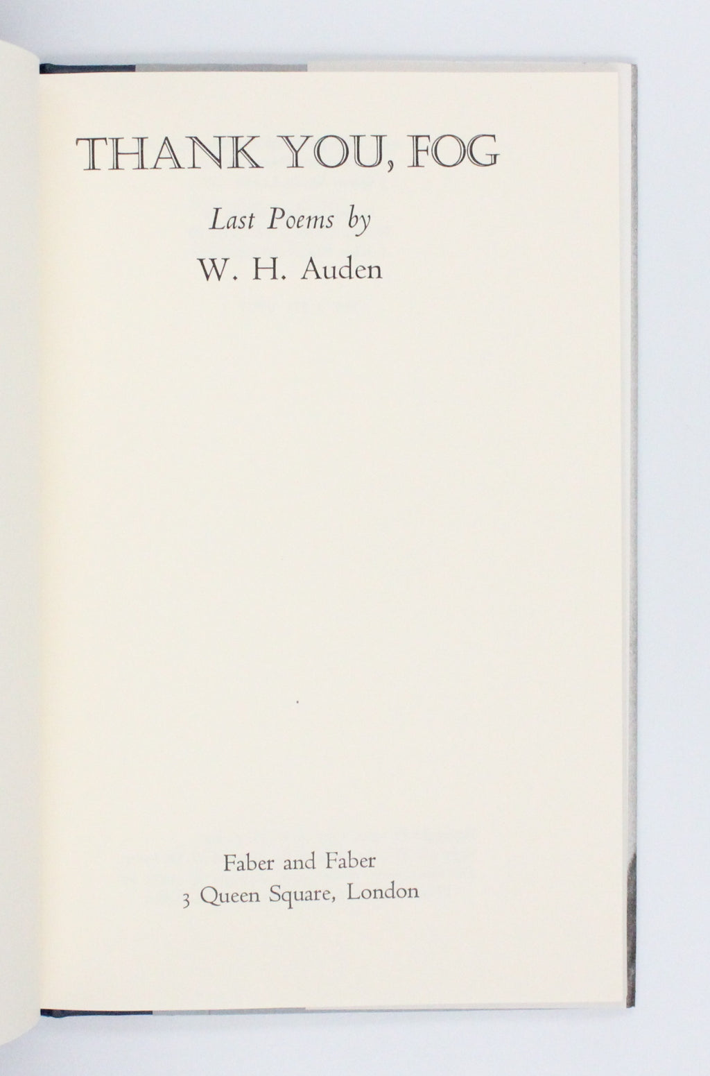 1974 Thank You Fog by W. H. Auden