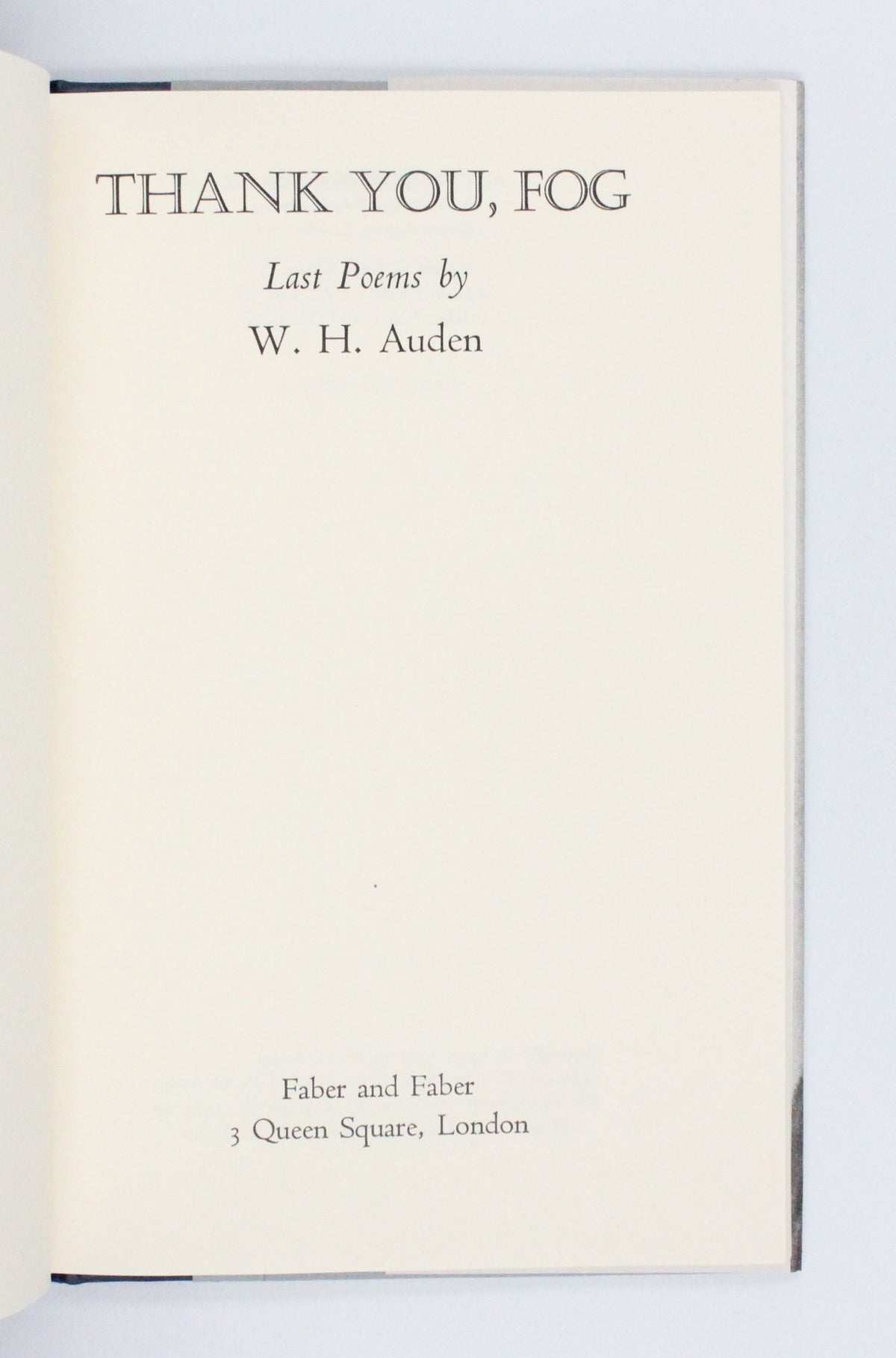 1974 Thank You Fog by W. H. Auden
