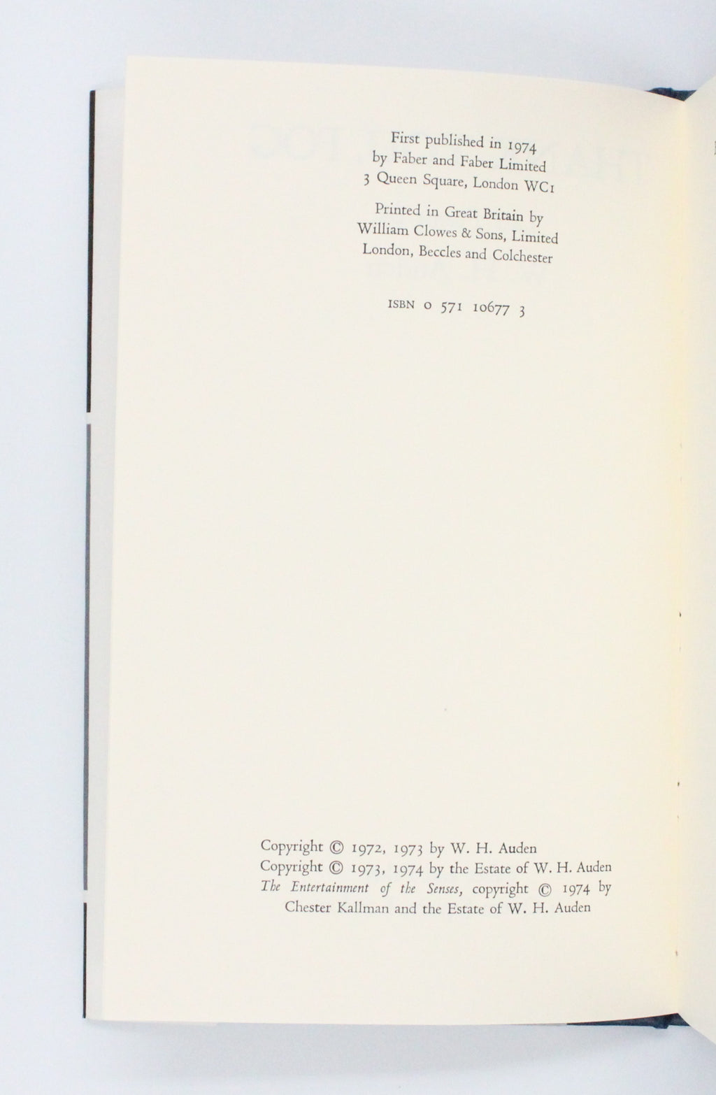 1974 Thank You Fog by W. H. Auden
