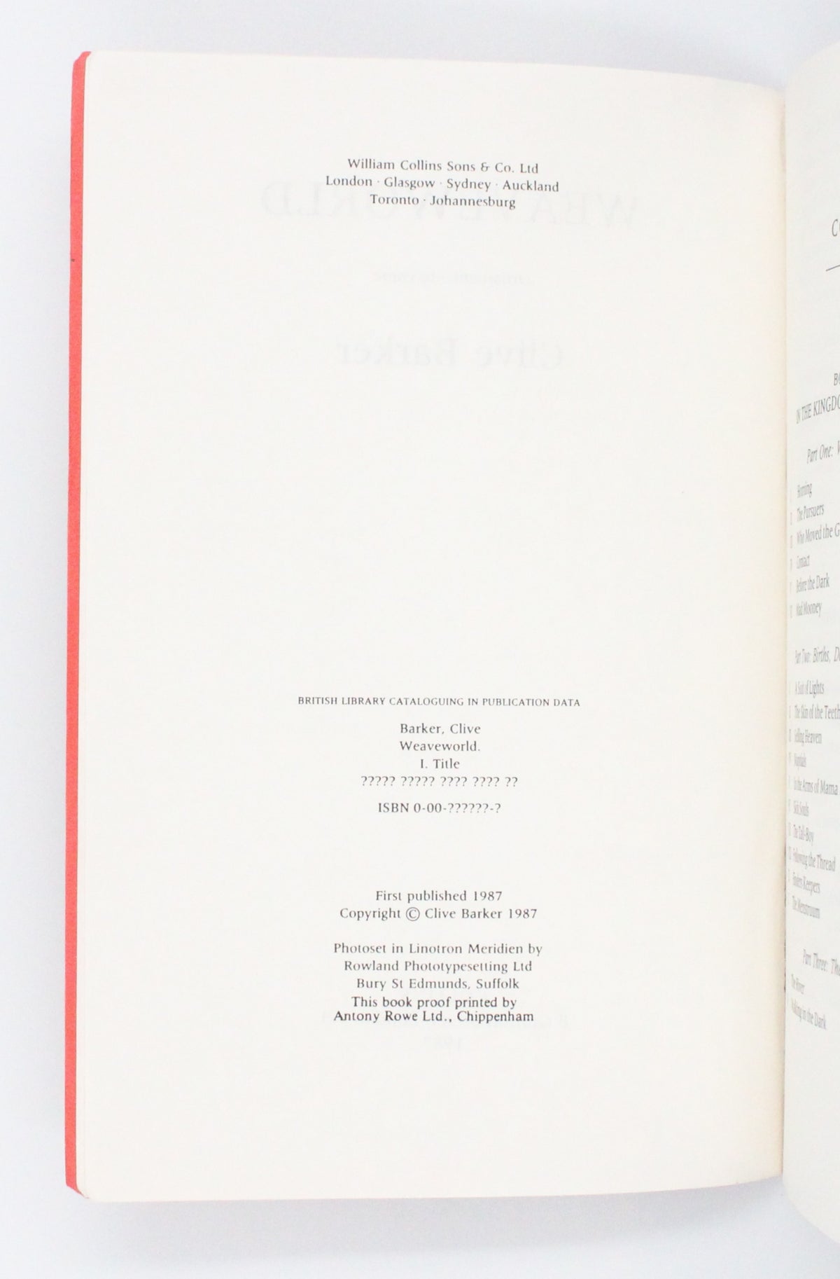1987 Weaveworld by Clive Barker